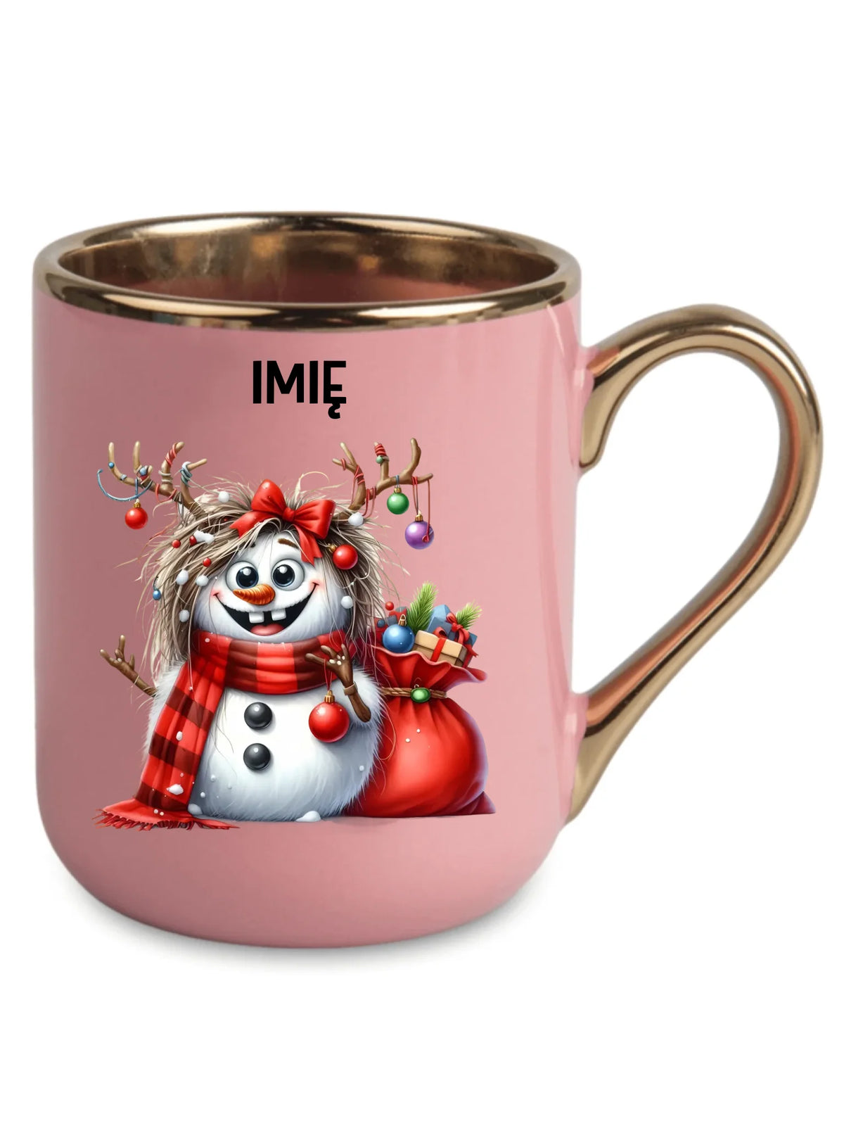 Kubek elegant świąteczny - Bałwanek - personalizowany BN70