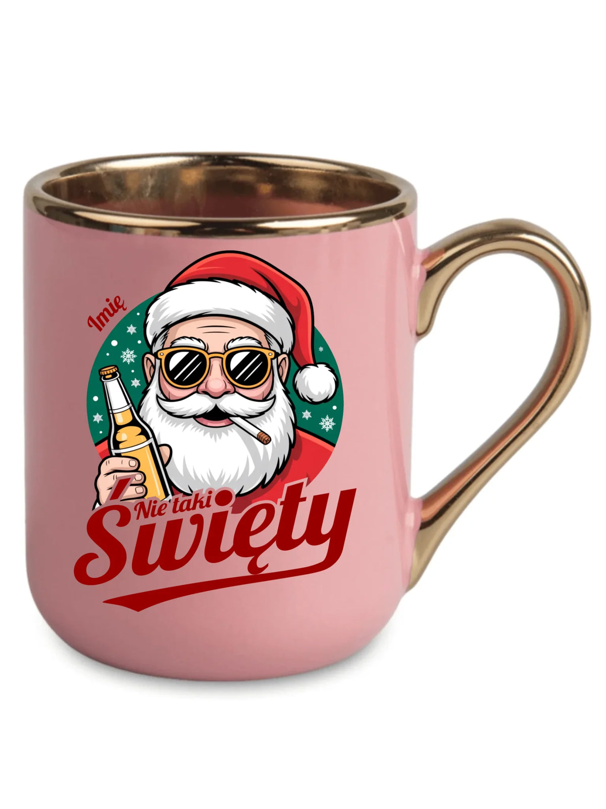 Kubek elegant świąteczny - Mikołaj nie taki święty - personalizowany BN80