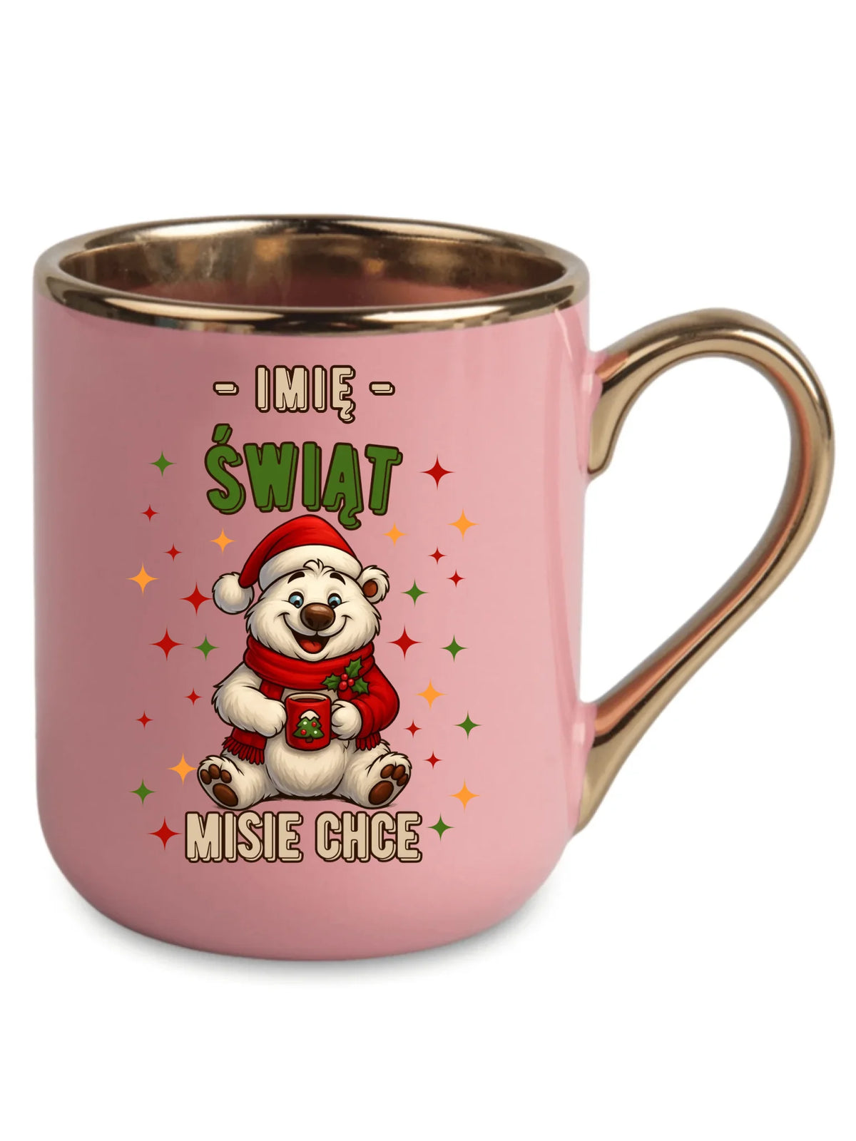 Kubek elegant świąteczny - Misiek Świąt misie chce - personalizowany BN86