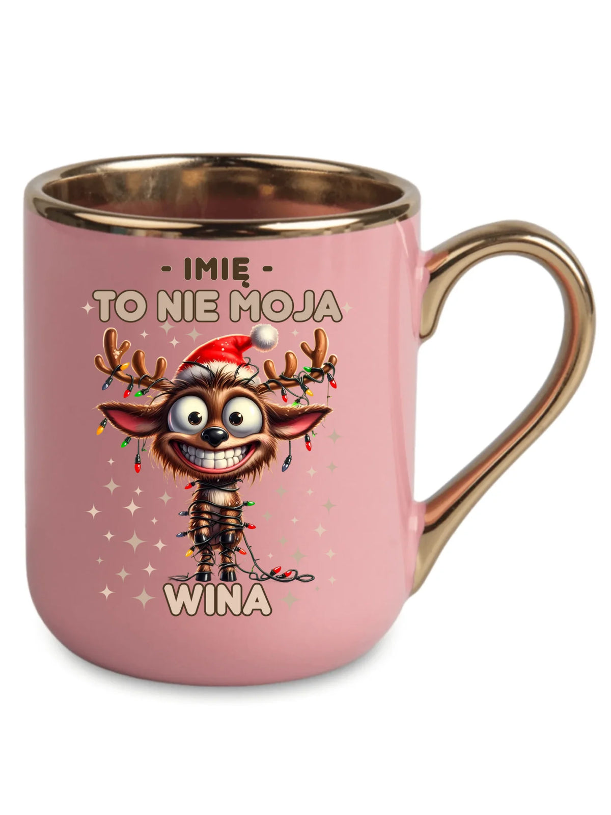 Kubek elegant świąteczny - Renifer To nie moja wina - personalizowany BN93