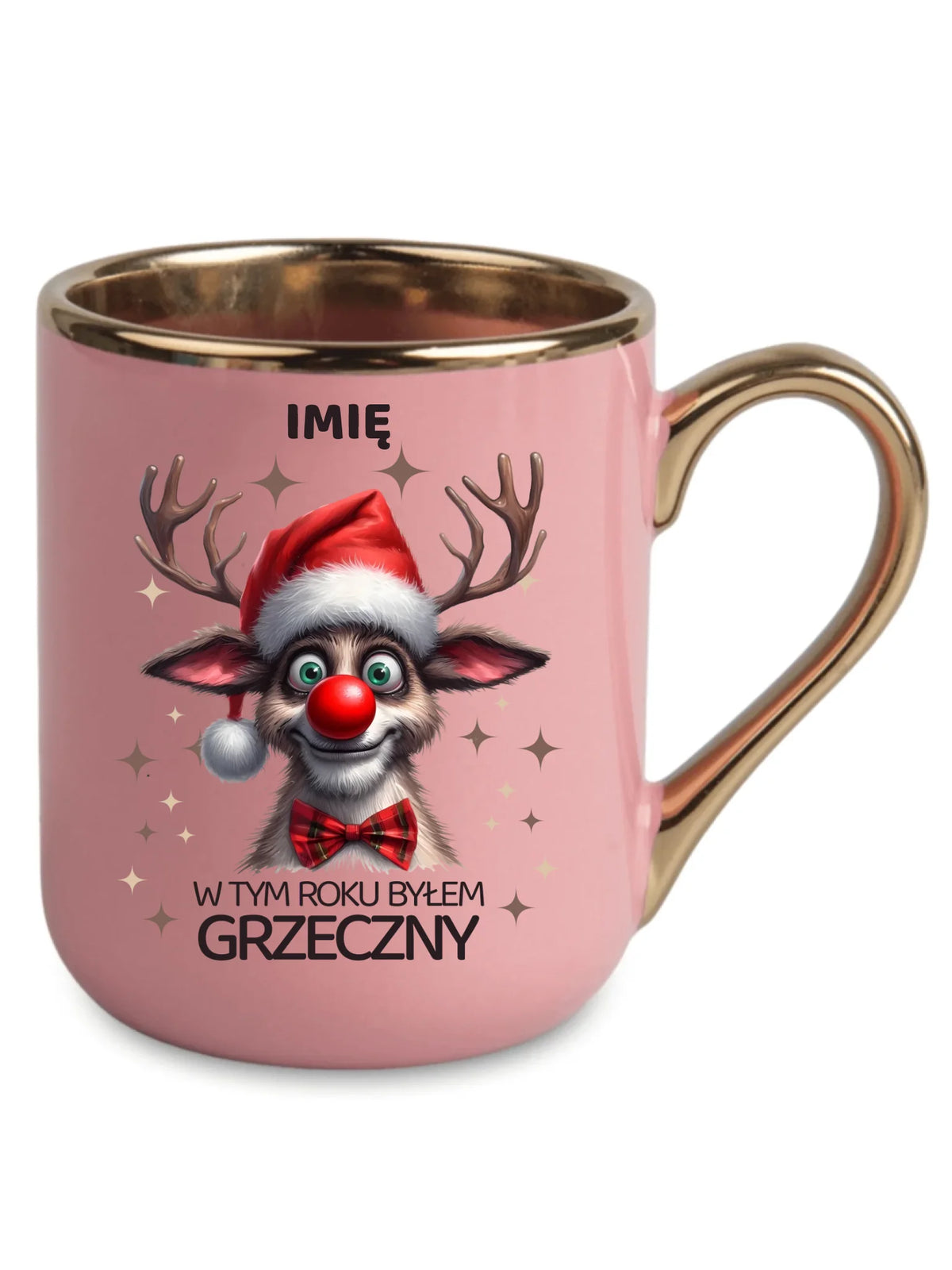 Kubek elegant świąteczny - Renifer W tym roku byłem grzeczny - personalizowany BN96