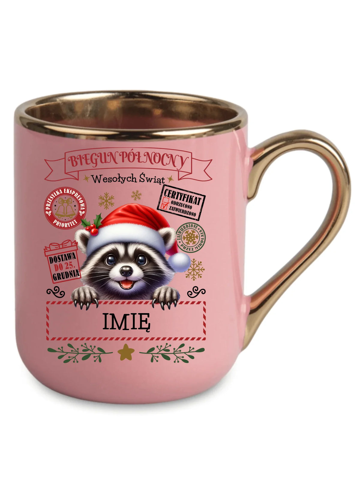 Kubek elegant świąteczny - Szop Paczka od Mikołaja - personalizowany BN145