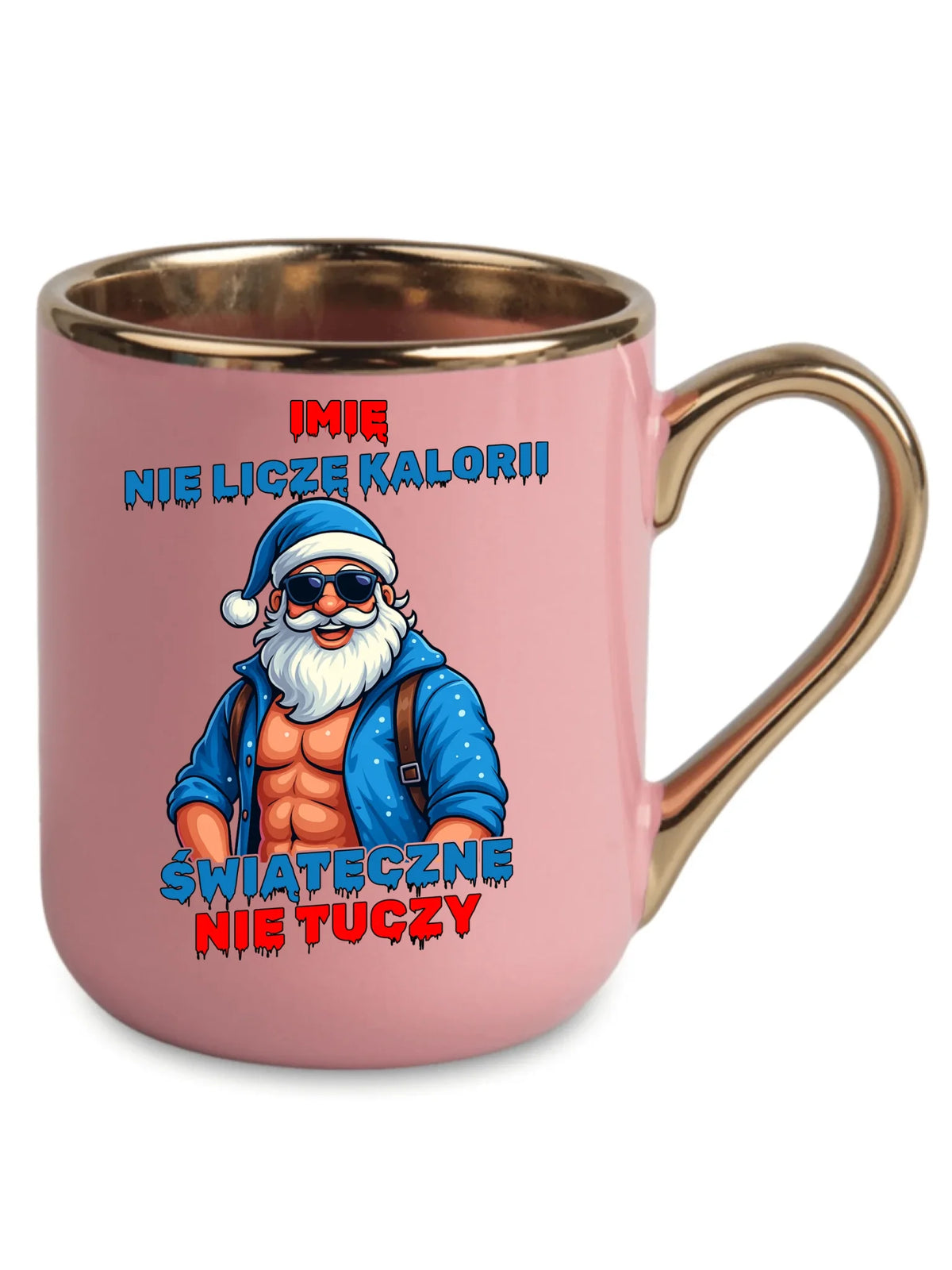 Kubek elegant świąteczny z Mikołajem - Świąteczne nie tuczy - personalizowany BN118