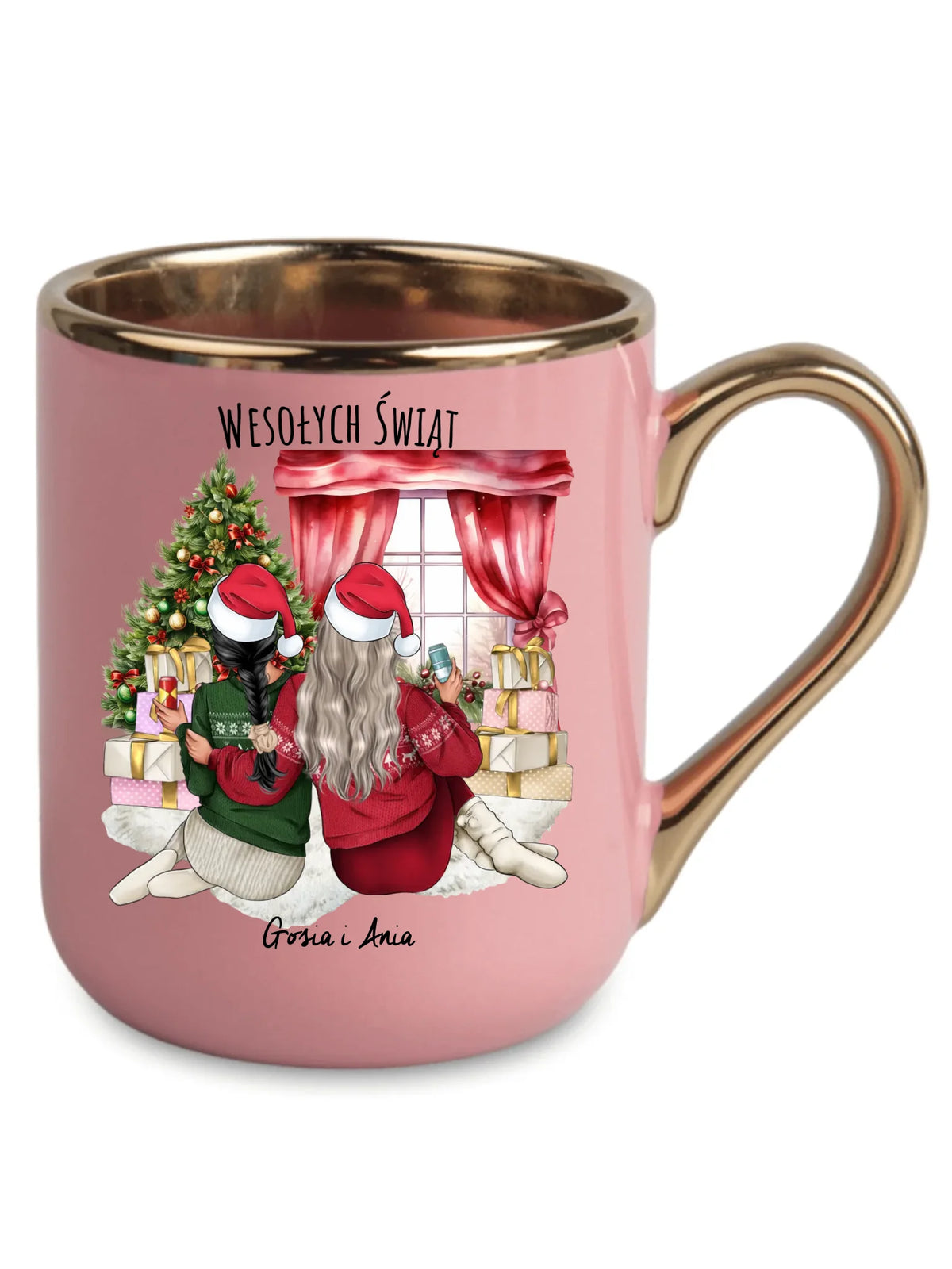 Kubek elegant świąteczny - prezent dla przyjaciółki - 2-4 przyjaciółek - personalizowany PR06