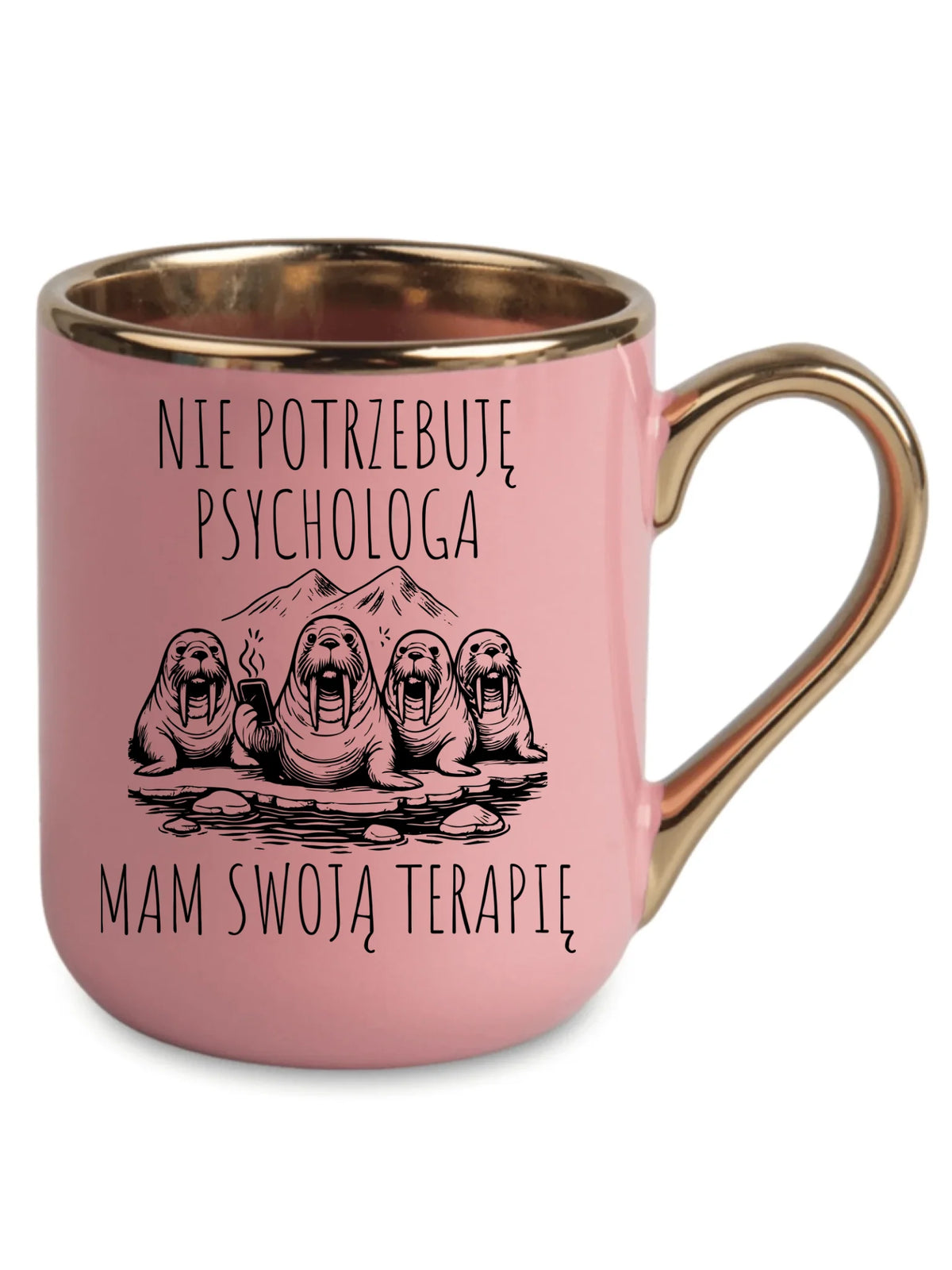 Kubek elegant - prezent dla morsa - Nie potrzebuję psychologa HM14