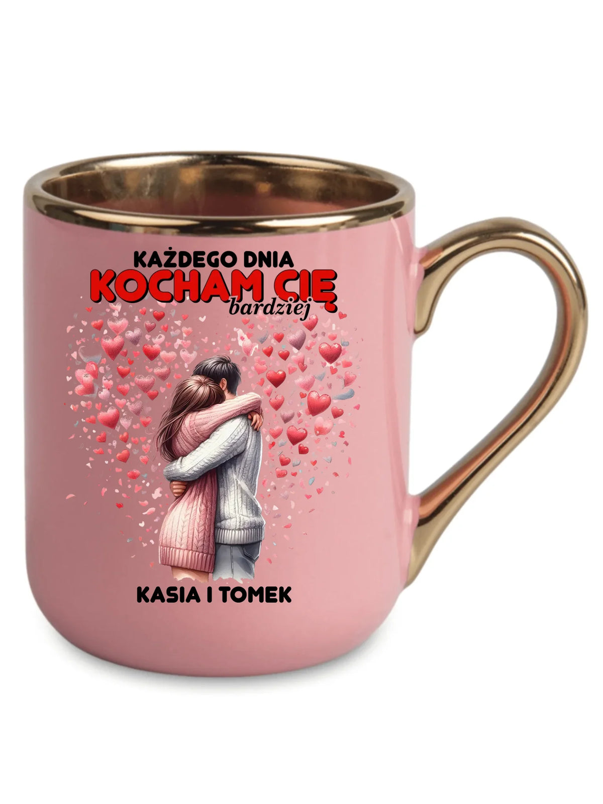 Kubek elegant dla par - Każdego dnia kocham Cię bardziej - personalizowany W09