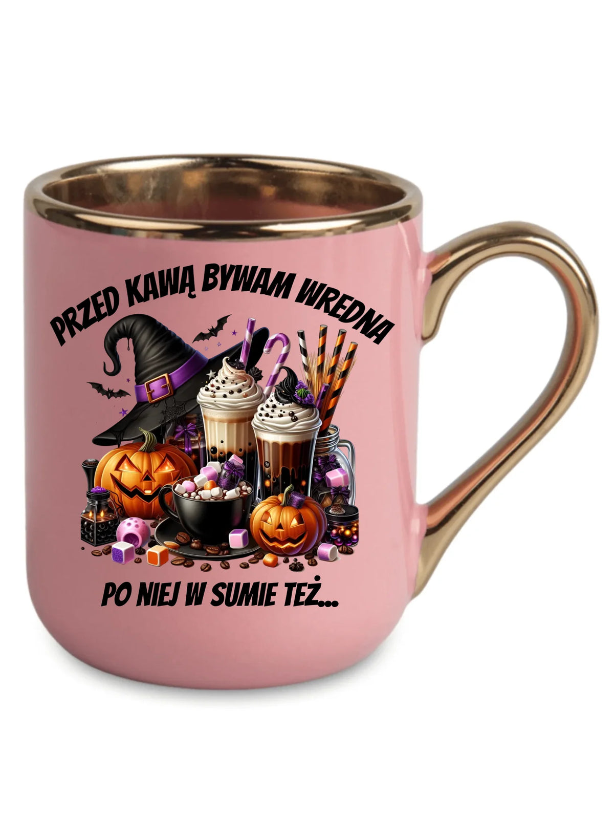 Kubek elegant Halloween – Przed kawą bywam wredna, po niej w sumie też HL30