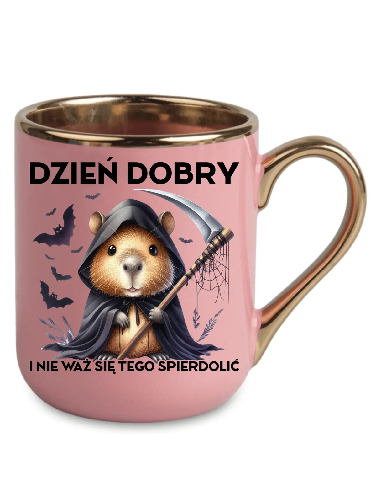 Kubek elegant halloweenowy - Kapibara Żniwiarz - Dzień dobry - bez cenzury HL20
