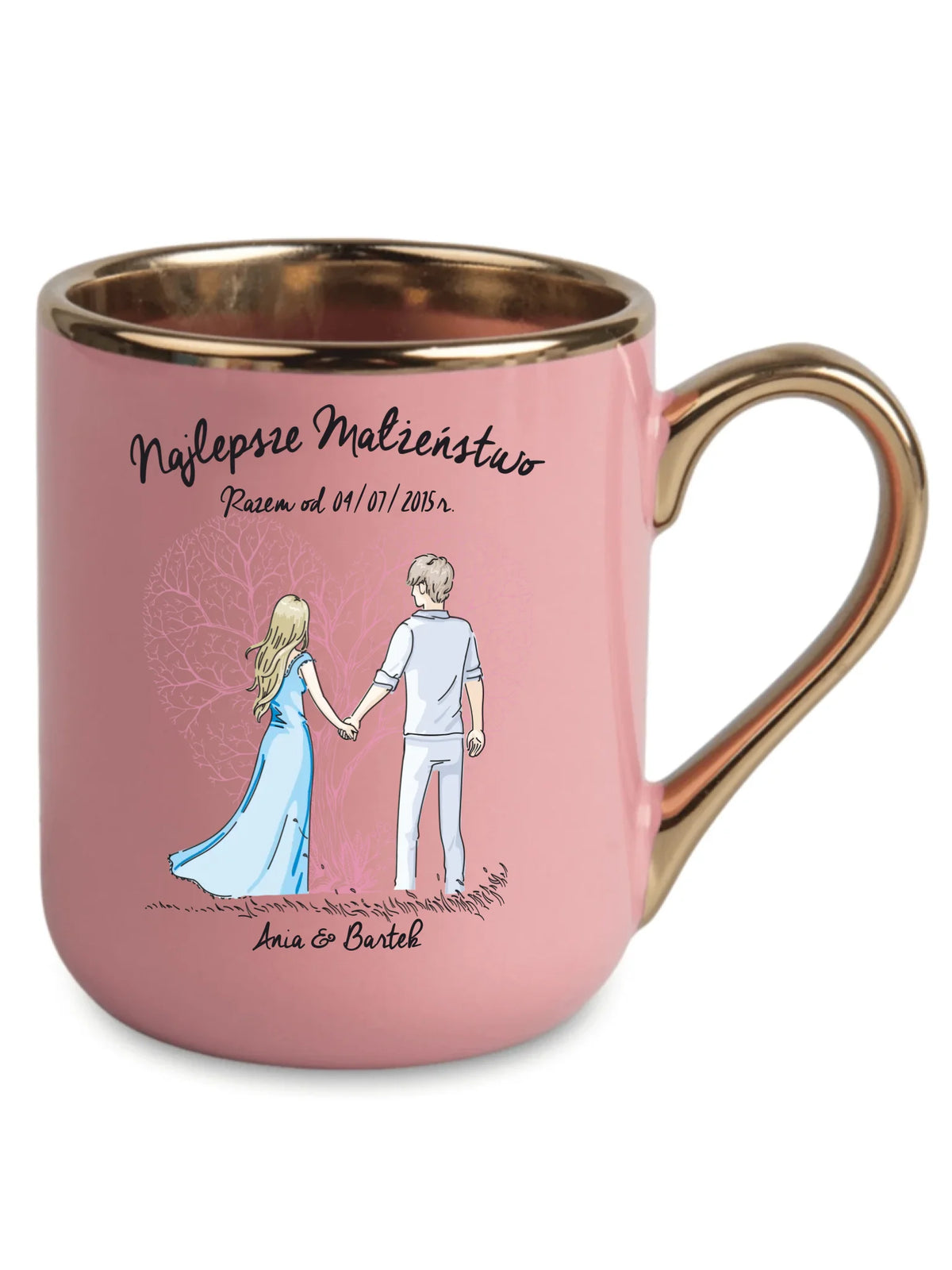Kubek elegant dla par - Najlepsze małżeństwo - personalizowany W03