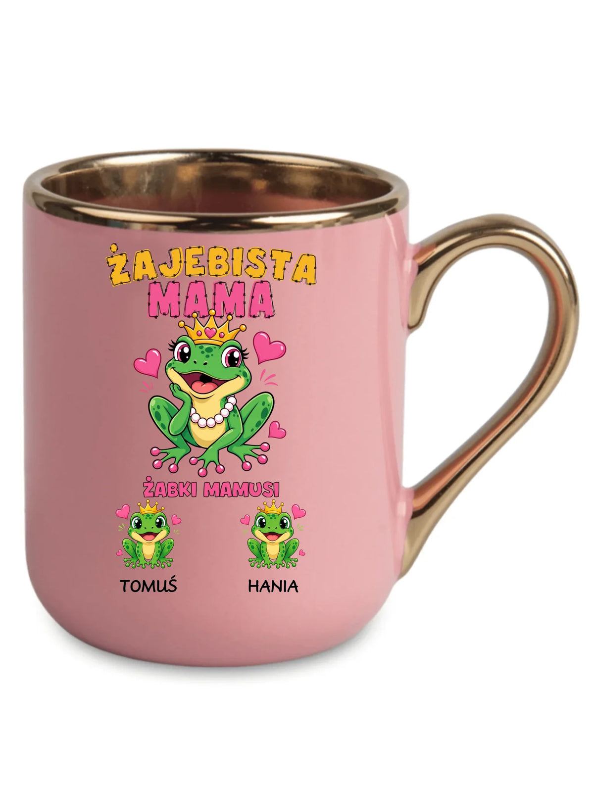 Kubek elegant dla mamy z imionami dzieci - Żabki Mamusi - personalizowany DM54