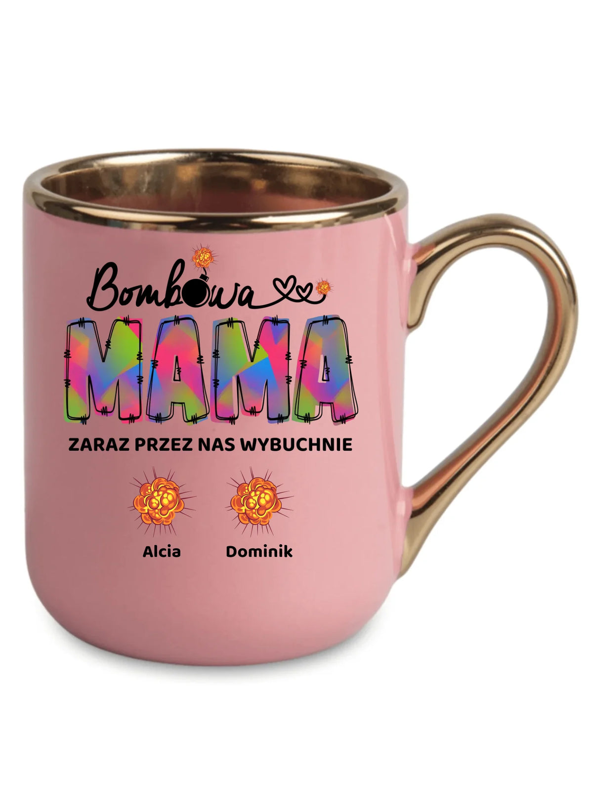 Kubek elegant dla mamy z imionami dzieci - Bombowa mama - personalizowany DM53