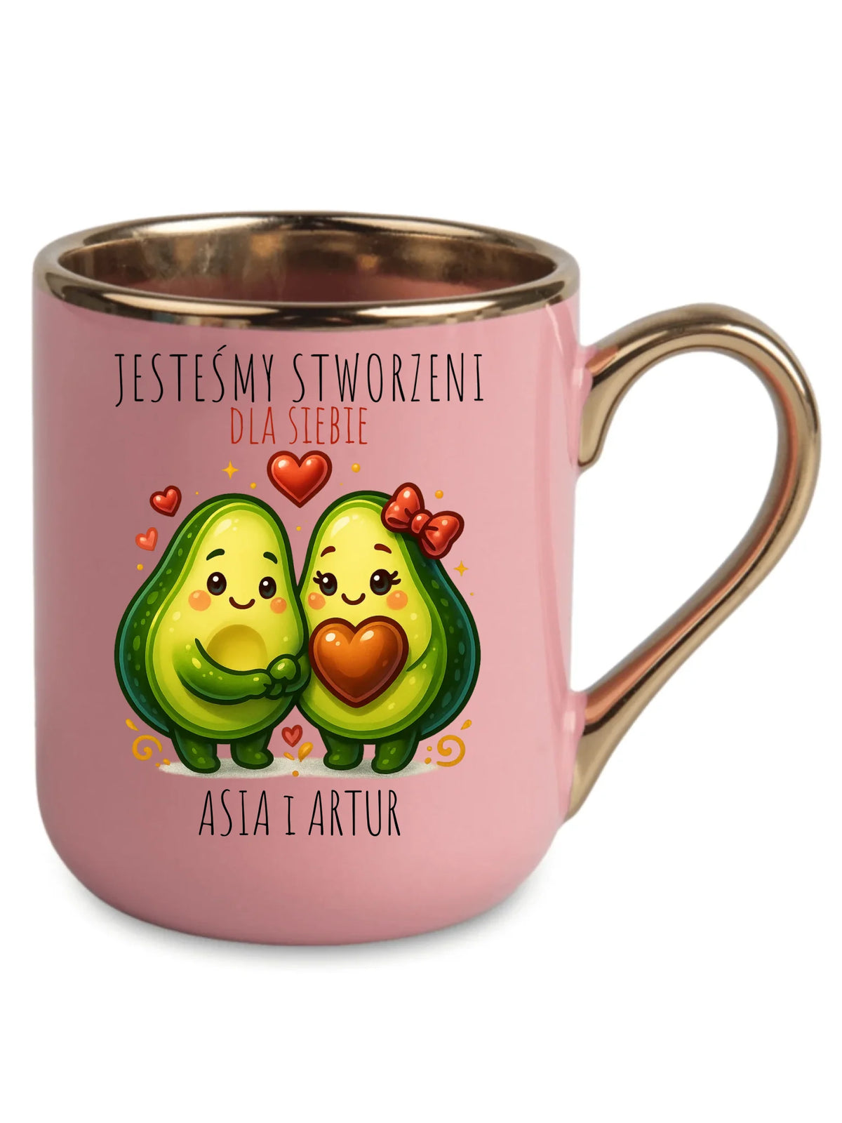 Kubek elegant dla par - Awokado Stworzeni dla siebie - personalizowany W91