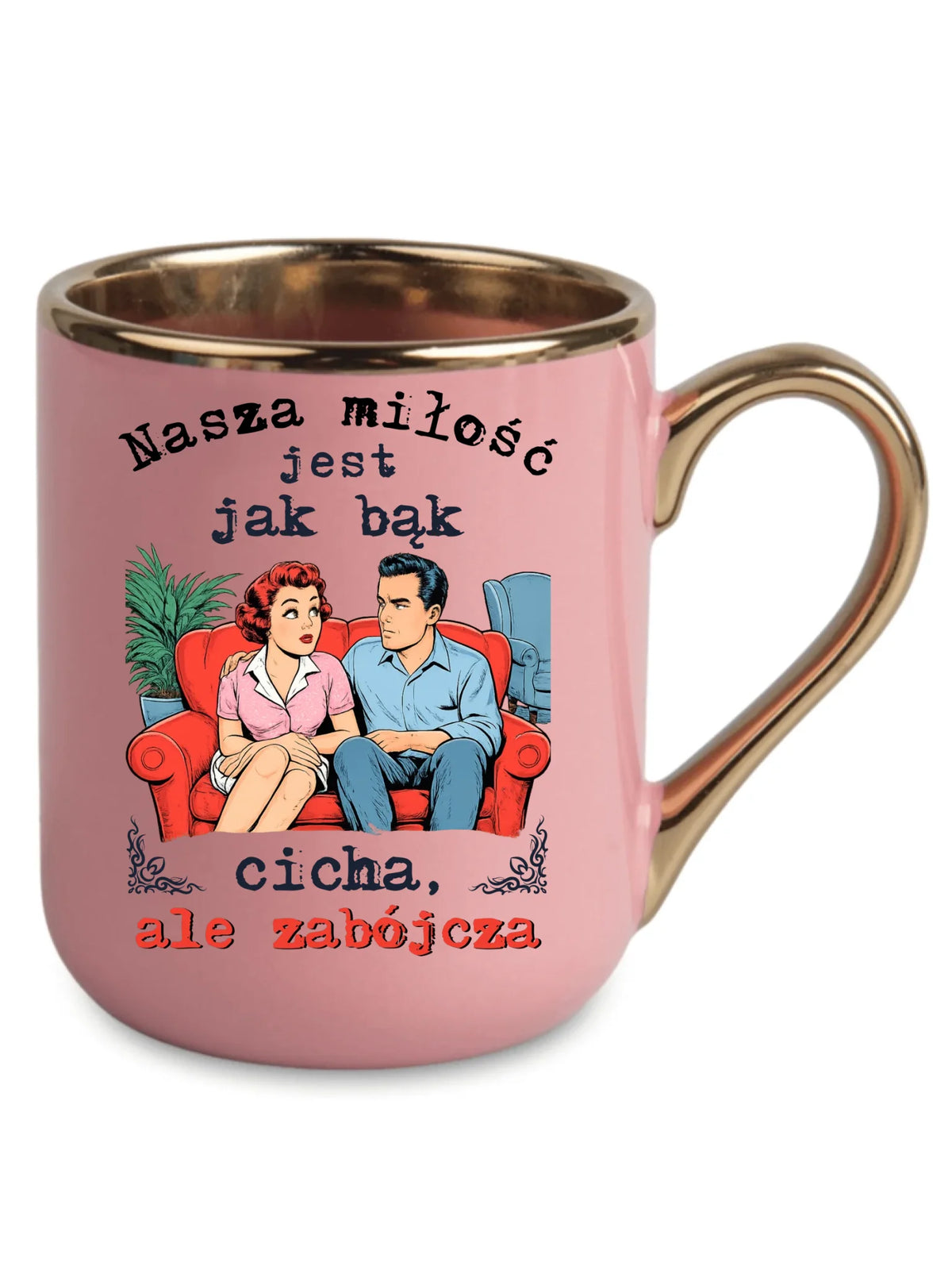 Kubek elegant dla par - Nasza miłość jest jak bąk W70