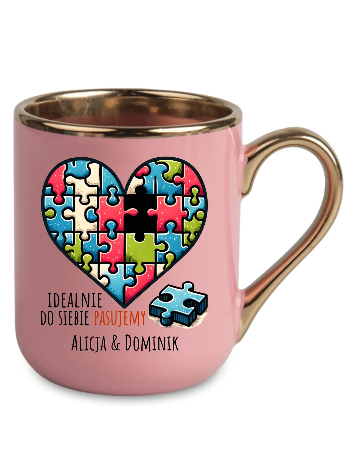 Kubek elegant dla par - Idealnie do siebie pasujemy - personalizowany W44