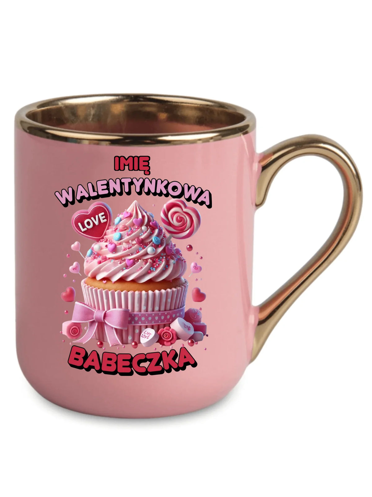 Kubek elegant na Walentynki - Walentynkowa Babeczka - personalizowany W21
