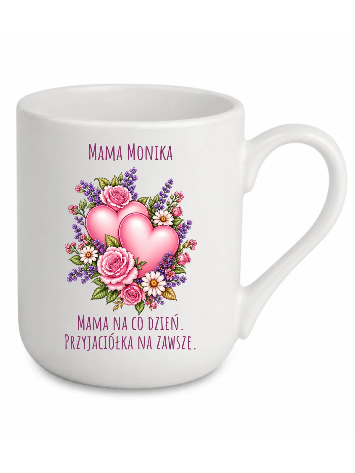 Kubek elegant dla mamy - Bukiet z sercami przyjaciółka - personalizowany DM39