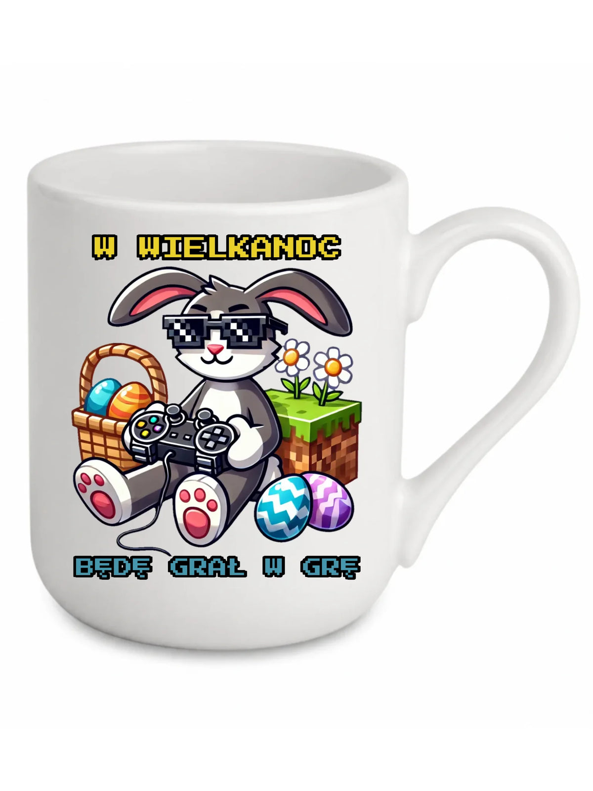 Kubek elegant Wielkanocny - Zajączek w stylu Minecraft Gamer WN22