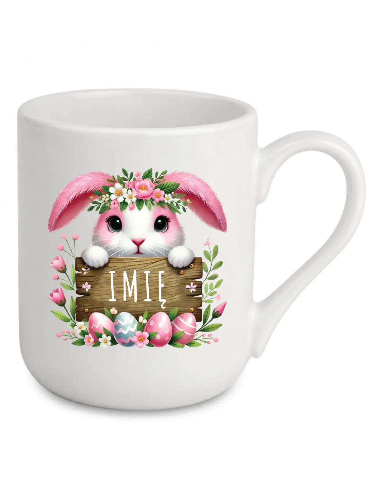 Kubek elegant na Wielkanoc - Różowy Zajączek - Prezent personalizowany WN07