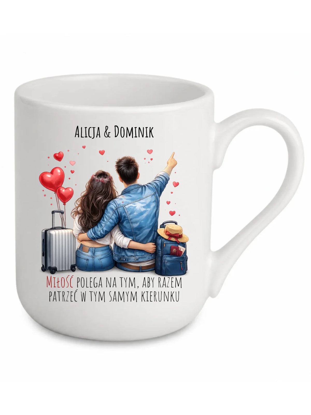 Kubek elegant dla par - Para w podróży miłość - personalizowany W12