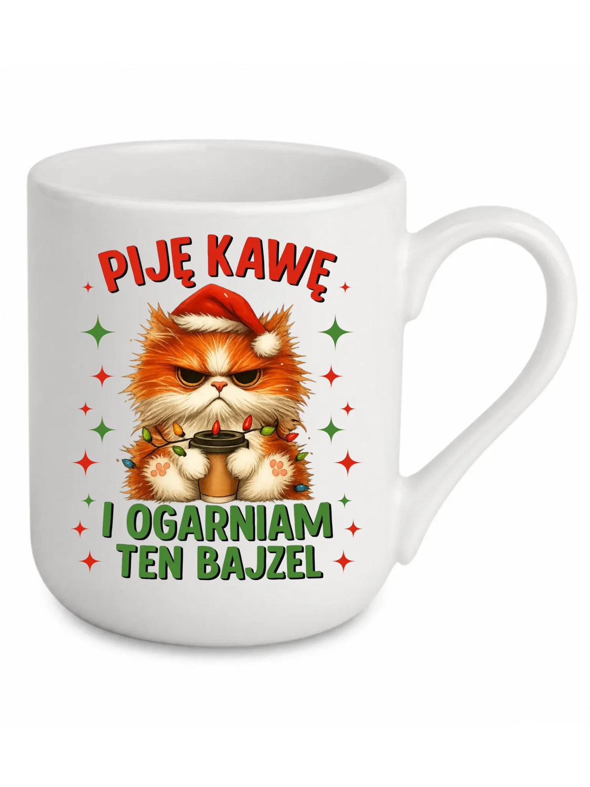 Kubek elegant świąteczny - Kot Piję kawę i ogarniam ten bajzel BN39