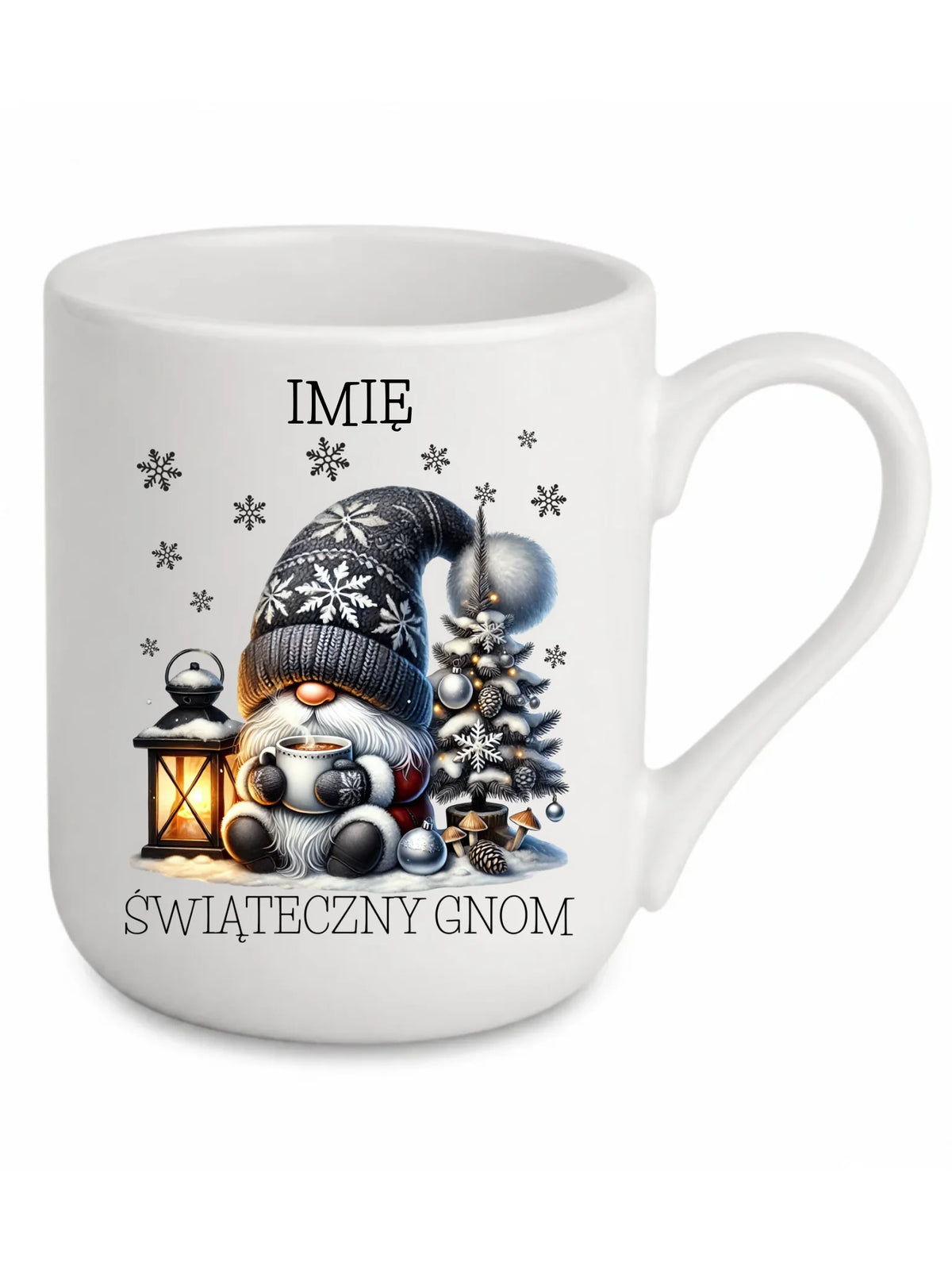 Kubek elegant świąteczny - Gnom z czekoladą - personalizowany BN41