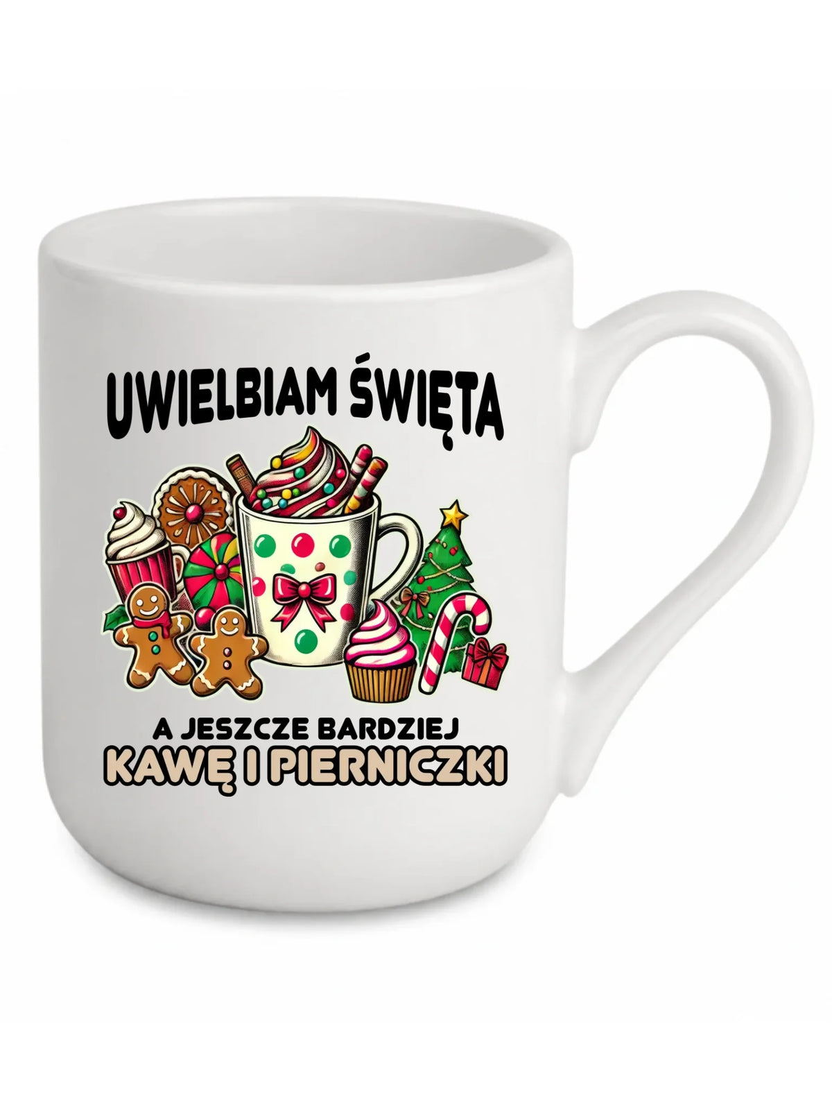 Kubek elegant świąteczny - Uwielbiam święta kawę i pierniczki BN47