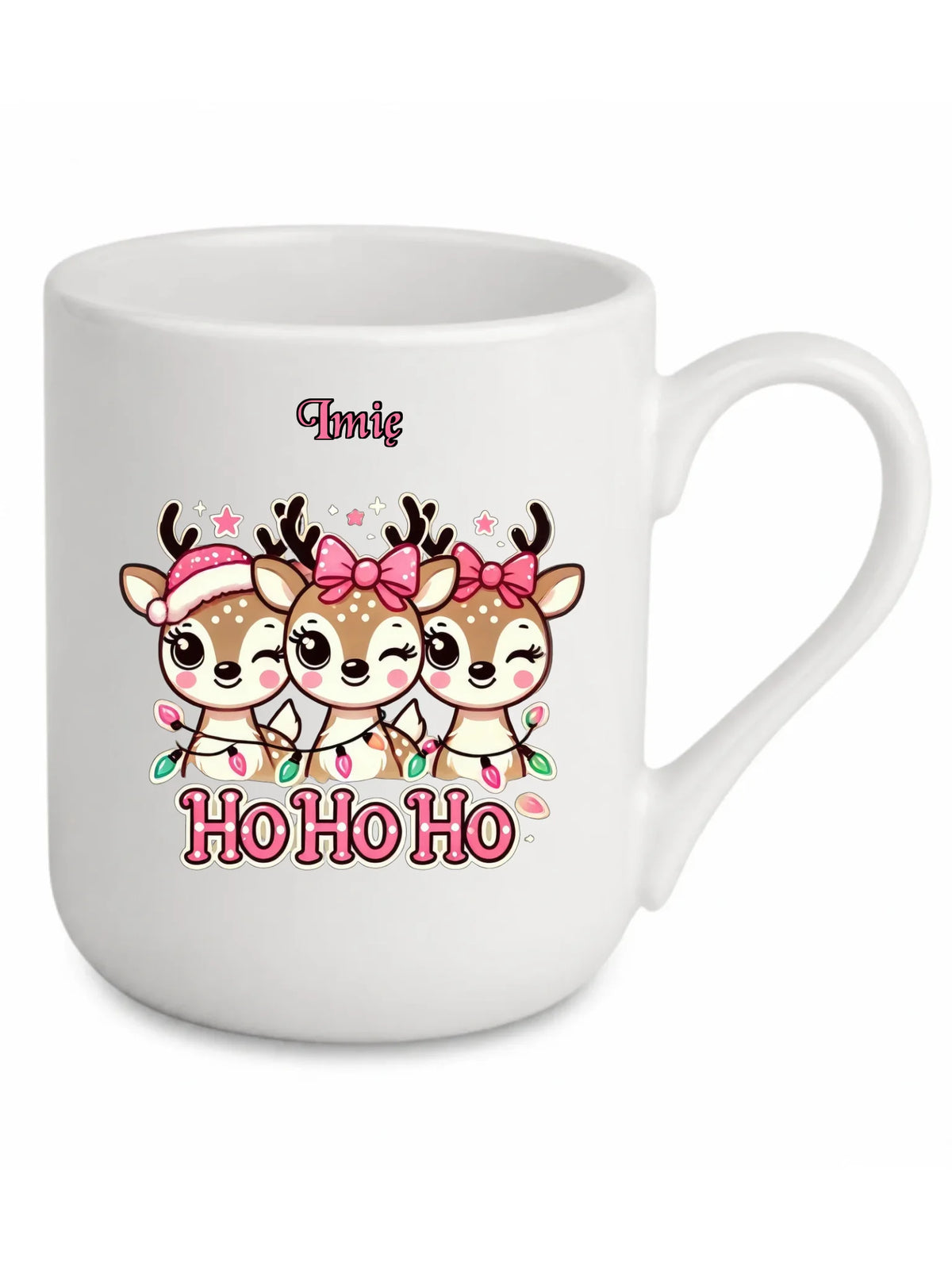 Kubek elegant świąteczny - Ho ho ho Słodkie reniferki - personalizowany BN49