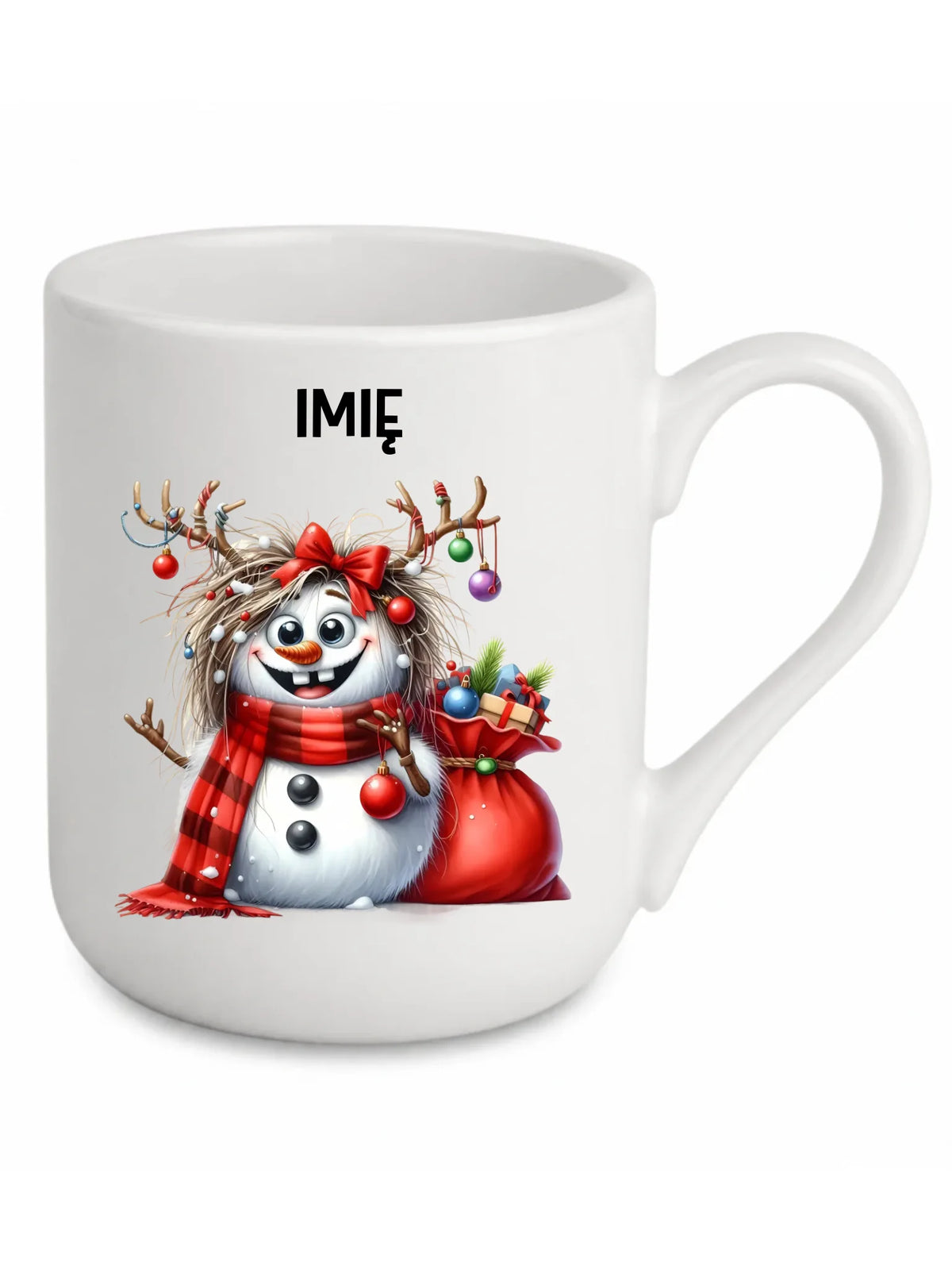 Kubek elegant świąteczny - Bałwanek - personalizowany BN70