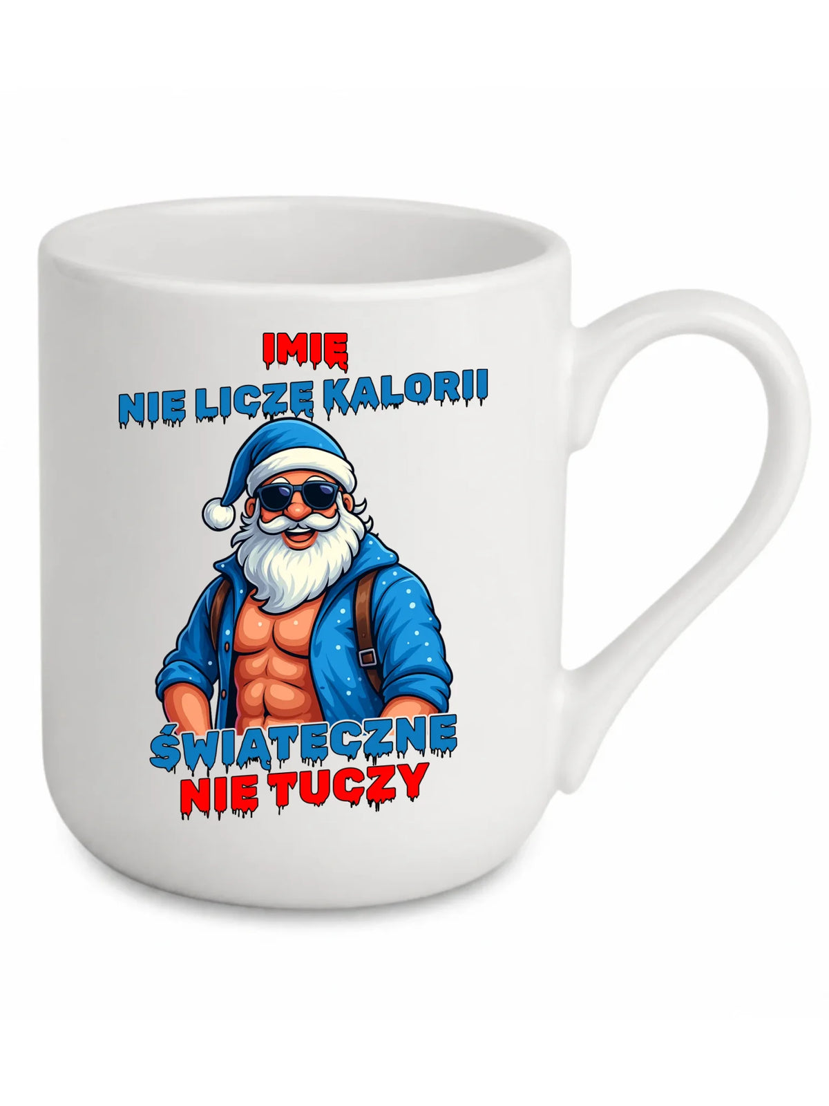 Kubek elegant świąteczny z Mikołajem - Świąteczne nie tuczy - personalizowany BN118