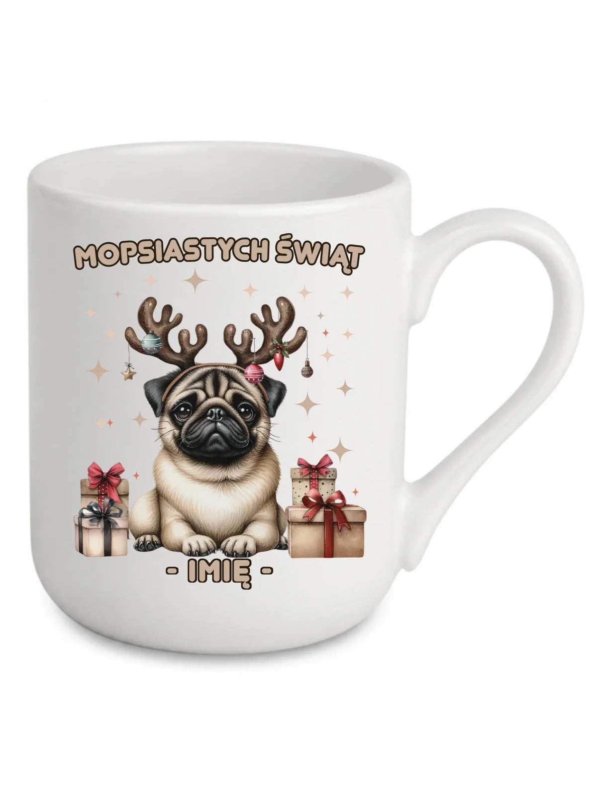 Kubek elegant świąteczny - Mops Mopsiastych świąt - personalizowany BN91