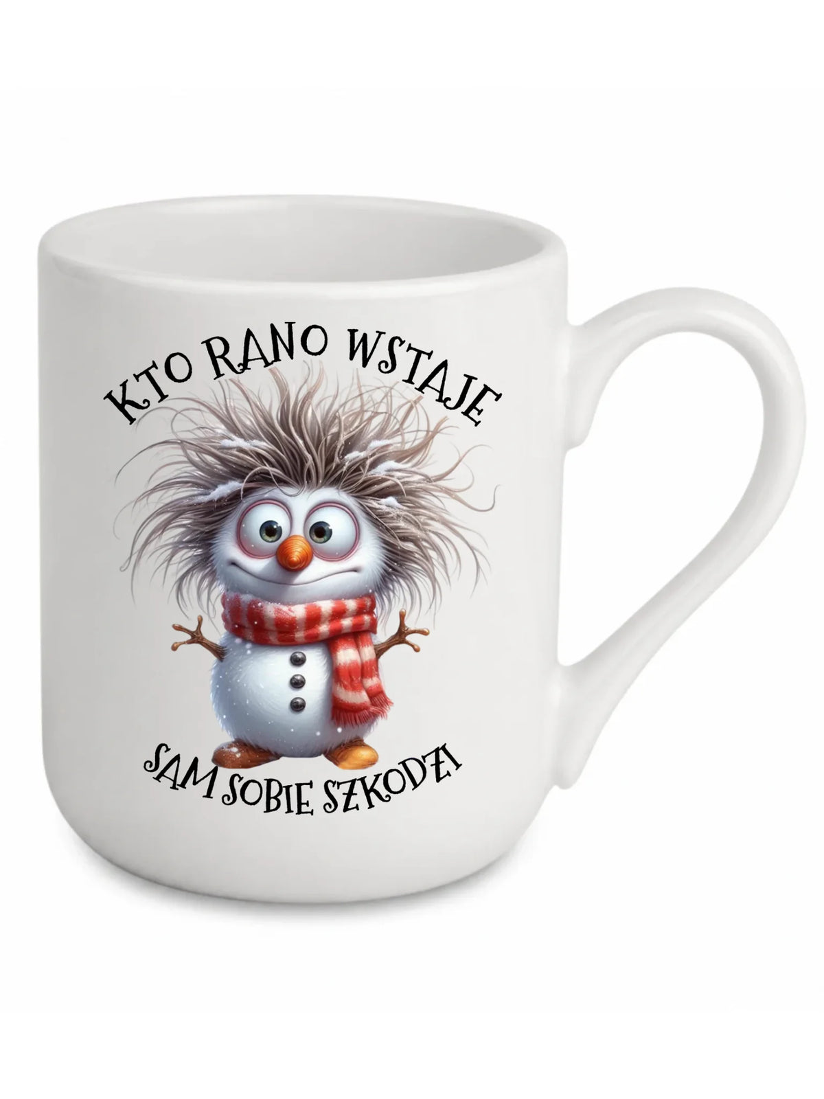 Kubek elegant świąteczny - Bałwanek - Kto rano wstaje sam sobie szkodzi BN133