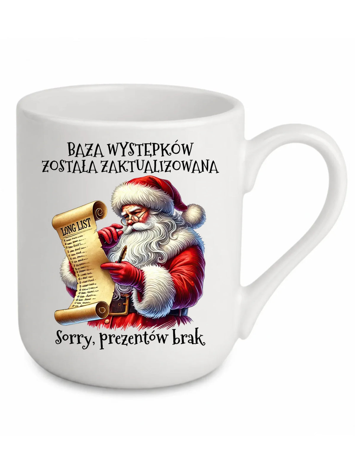 Kubek elegant świąteczny z Mikołajem - Prezentów brak BN07