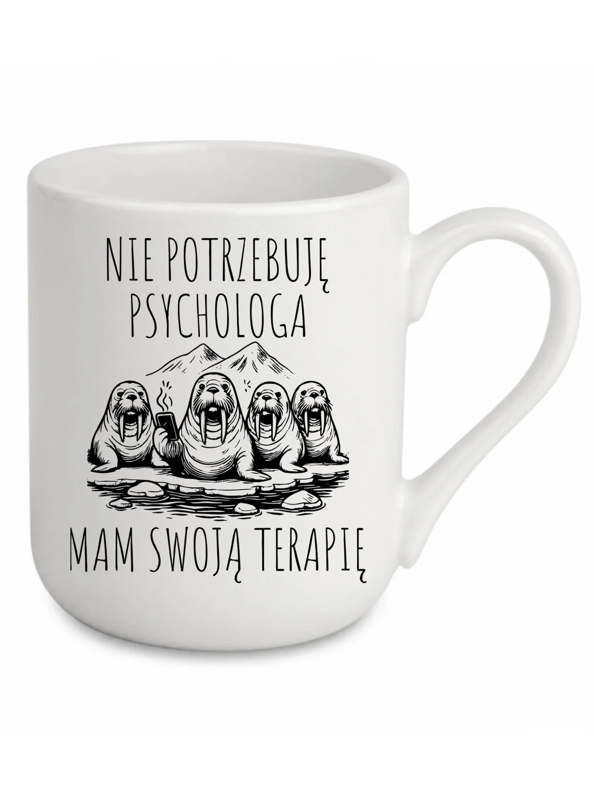 Kubek elegant - prezent dla morsa - Nie potrzebuję psychologa HM14