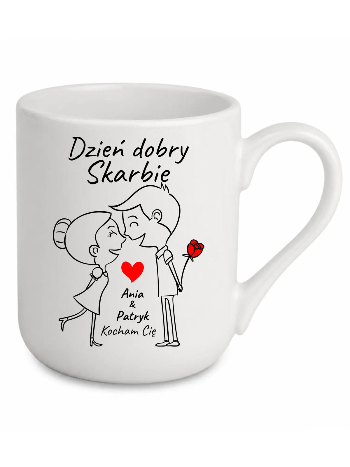 Kubek elegant dla par - Dzień dobry Skarbie - personalizowany W15