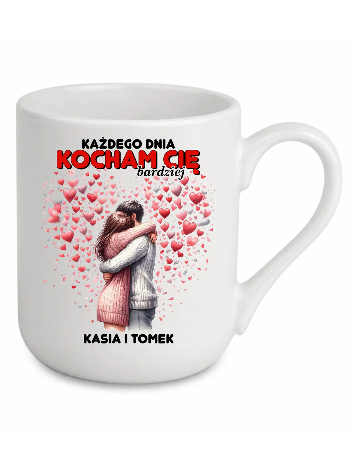 Kubek elegant dla par - Każdego dnia kocham Cię bardziej - personalizowany W09