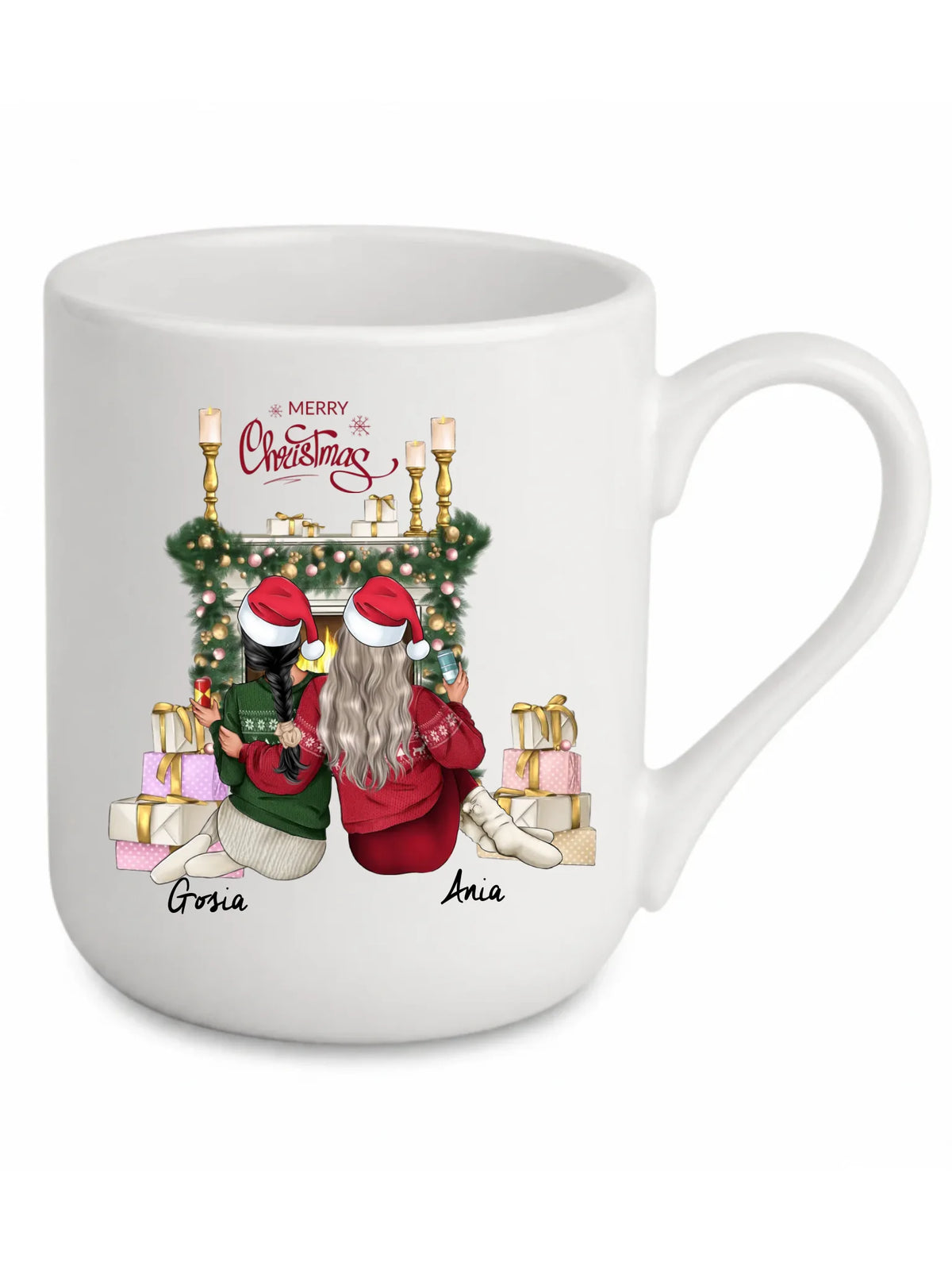 Kubek elegant świąteczny - prezent dla przyjaciółki - personalizowane postacie 2-4 osoby PR04
