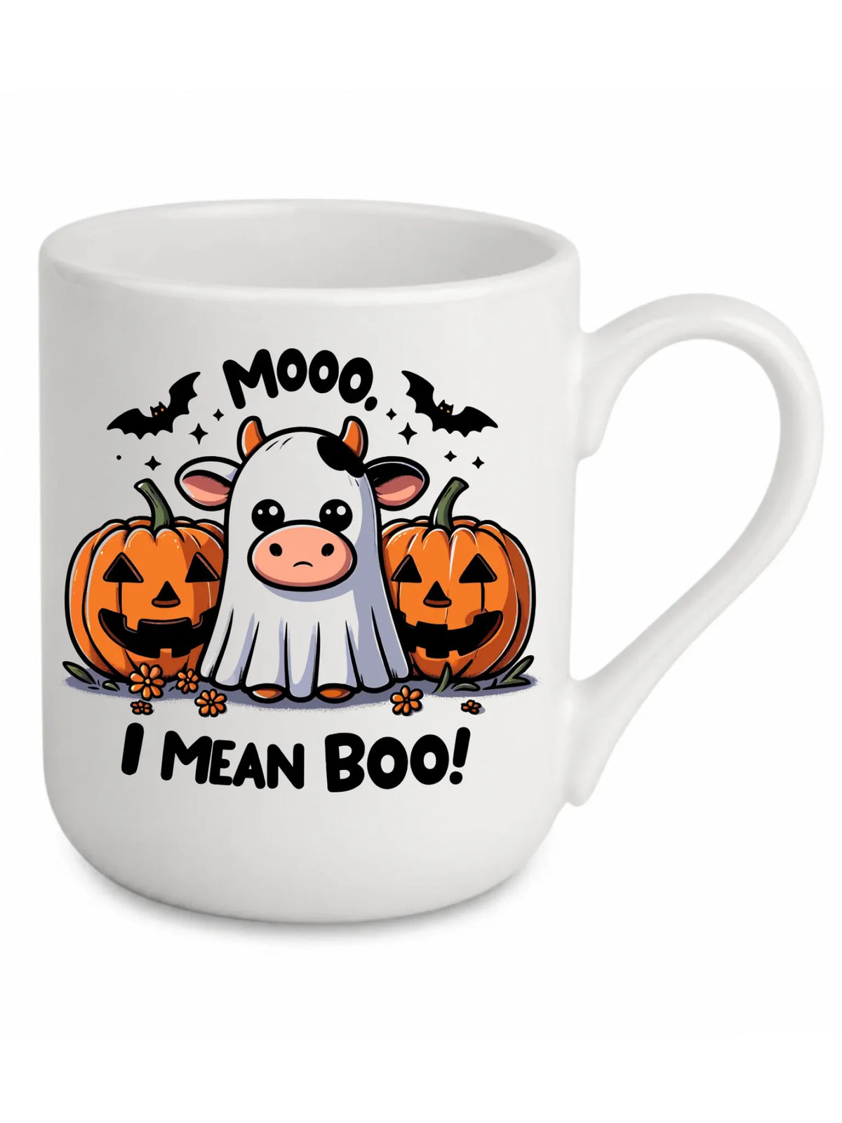 Kubek elegant na Halloween - Mooo I mean Boo! - z dynią i duchem HL14