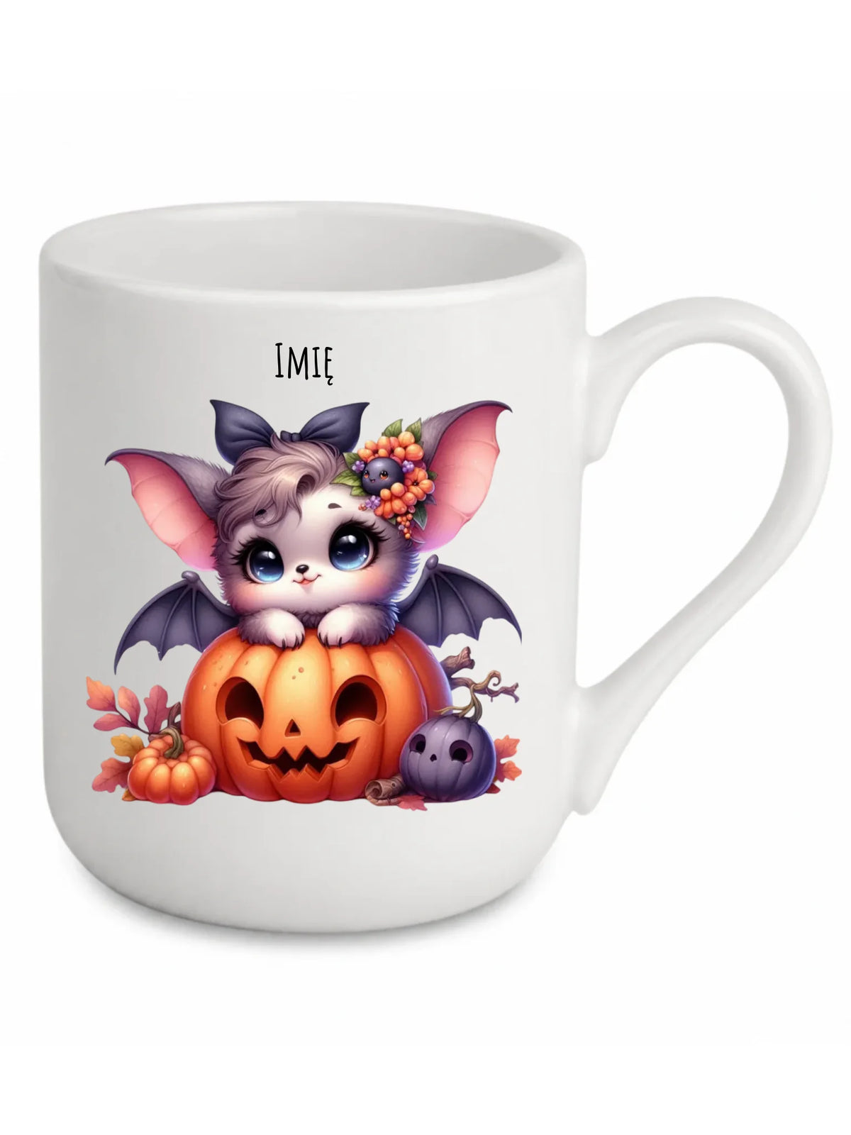 Kubek elegant halloweenowy - Uroczy nietoperz z dynią - personalizowany HL08