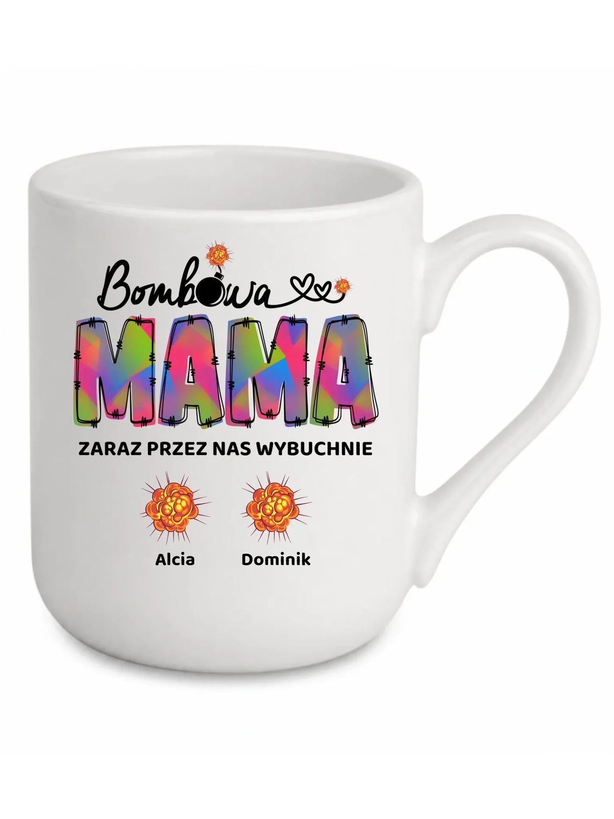 Kubek elegant dla mamy z imionami dzieci - Bombowa mama - personalizowany DM53
