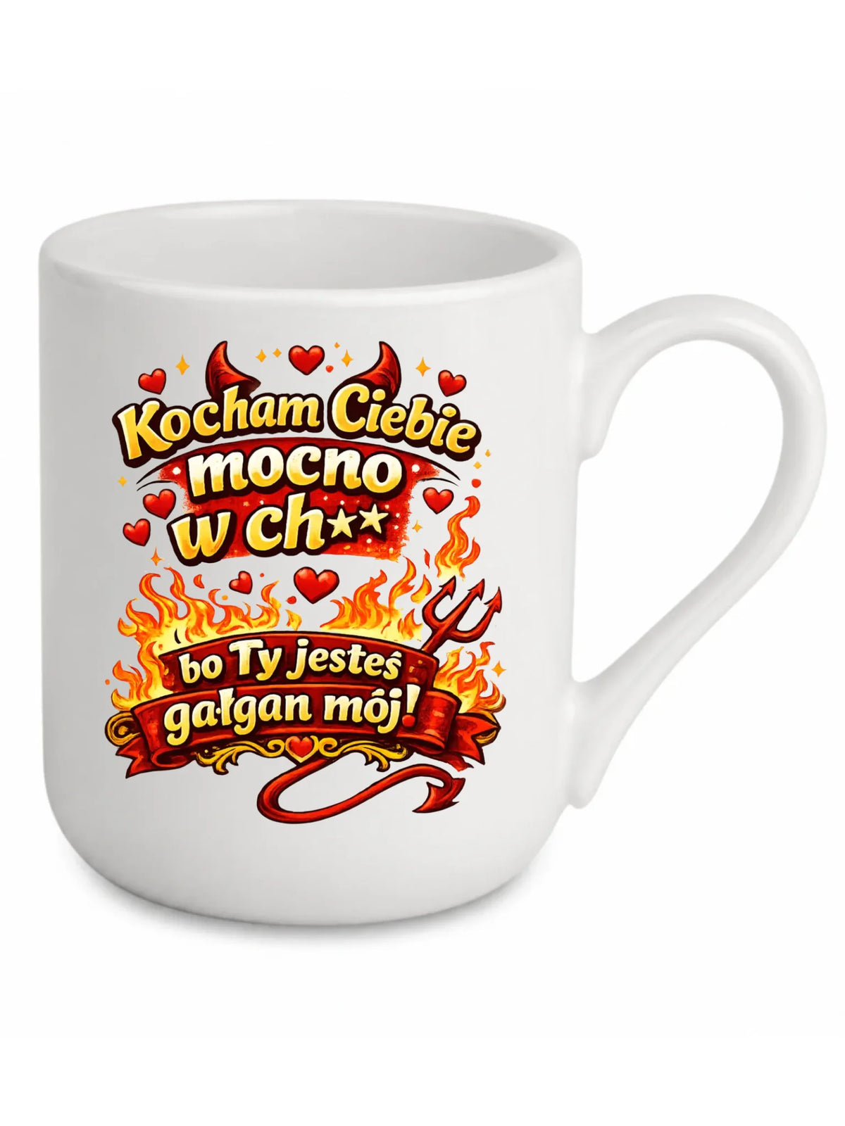 Kubek elegant dla par - Kocham Ciebie mocno w ch** bo Ty jesteś gałgan mój W82