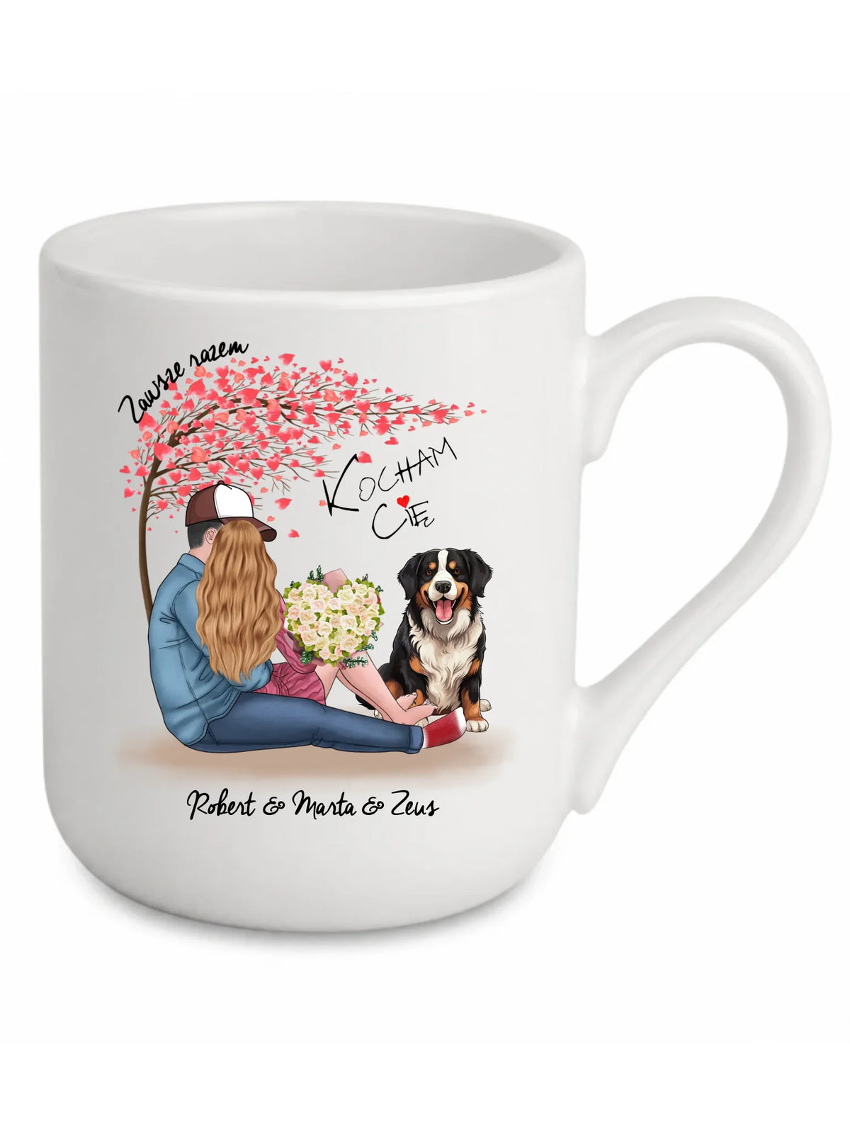 Kubek elegant dla par + Berneńczyk - Zawsze razem - personalizowany W04A