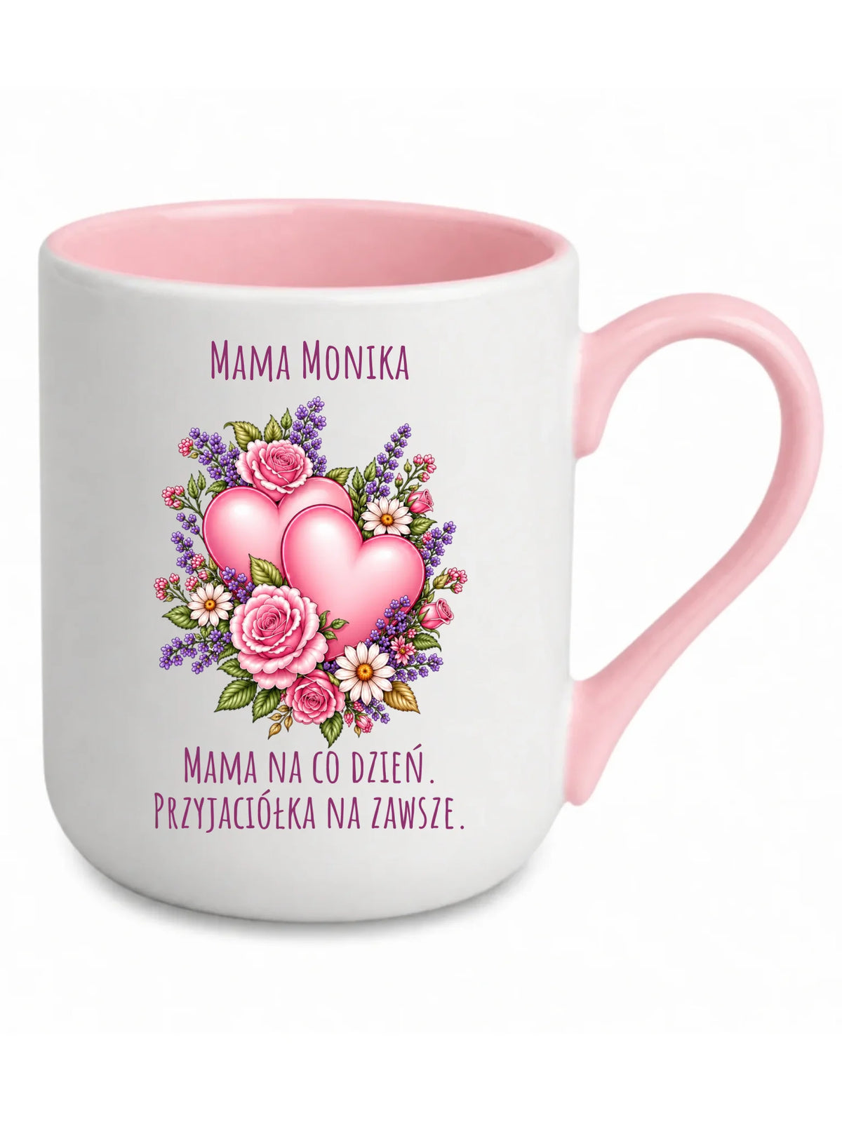 Kubek elegant dla mamy - Bukiet z sercami przyjaciółka - personalizowany DM39