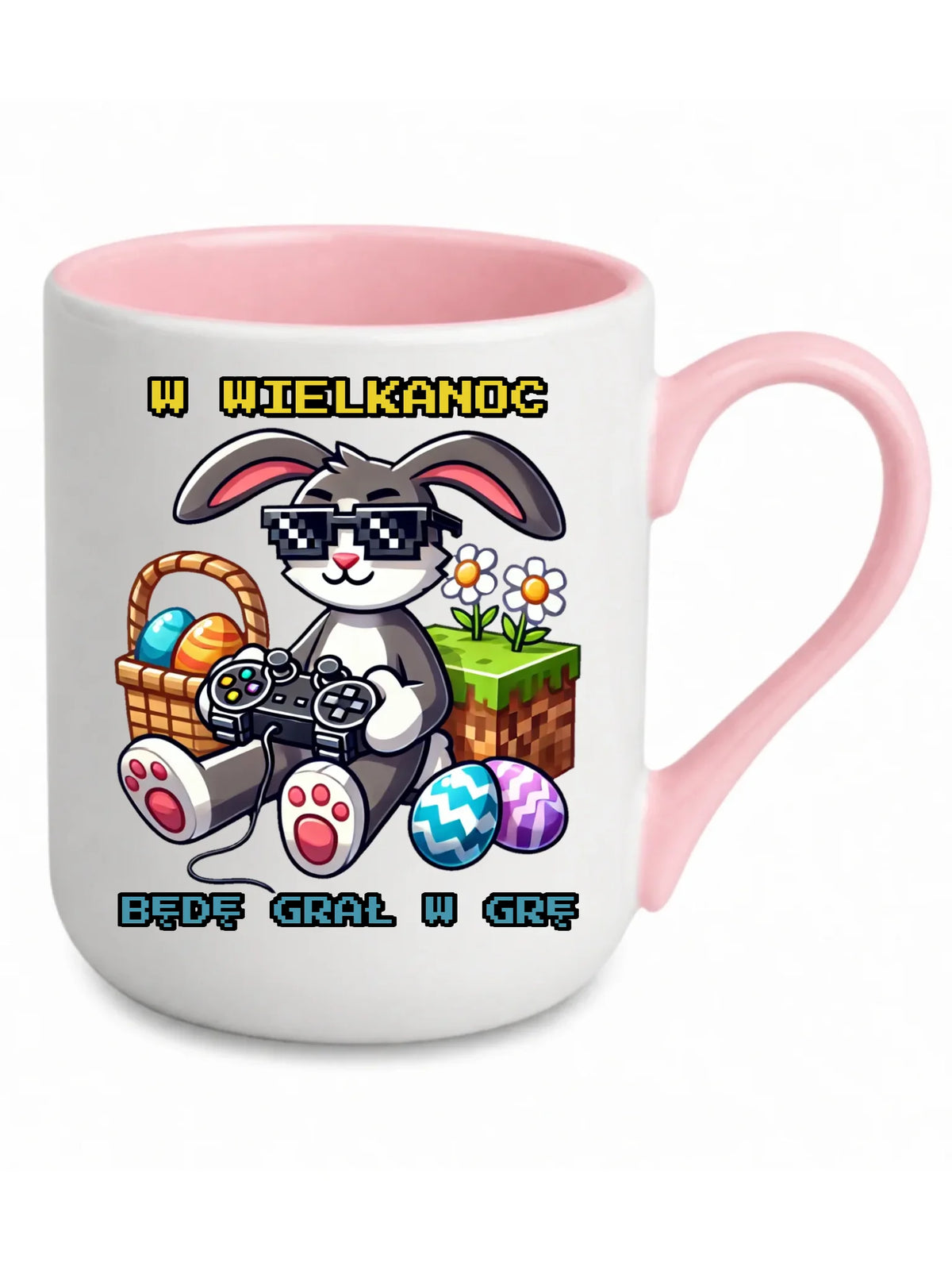 Kubek elegant Wielkanocny - Zajączek w stylu Minecraft Gamer WN22