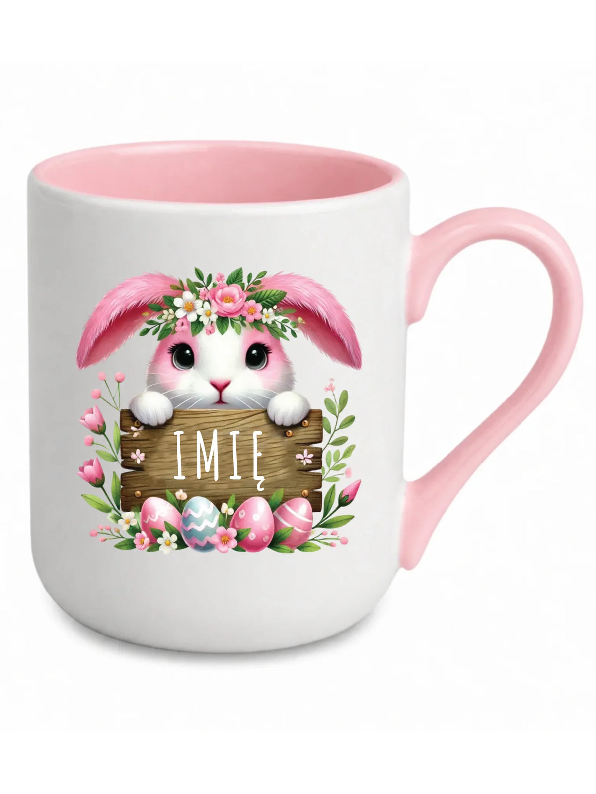 Kubek elegant na Wielkanoc - Różowy Zajączek - Prezent personalizowany WN07