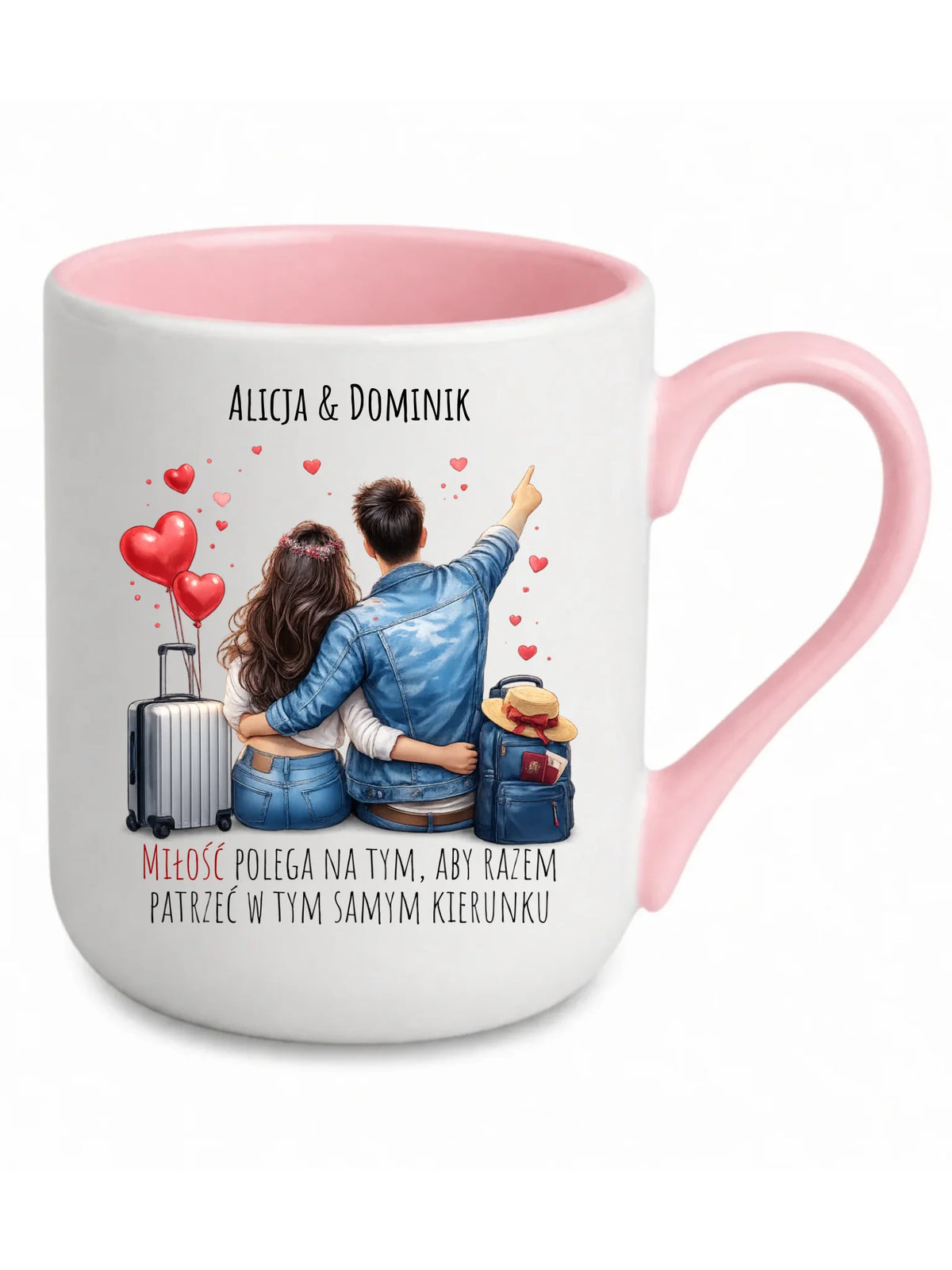 Kubek elegant dla par - Para w podróży miłość - personalizowany W12