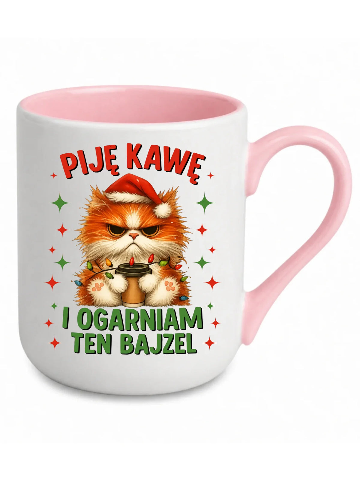 Kubek elegant świąteczny - Kot Piję kawę i ogarniam ten bajzel BN39