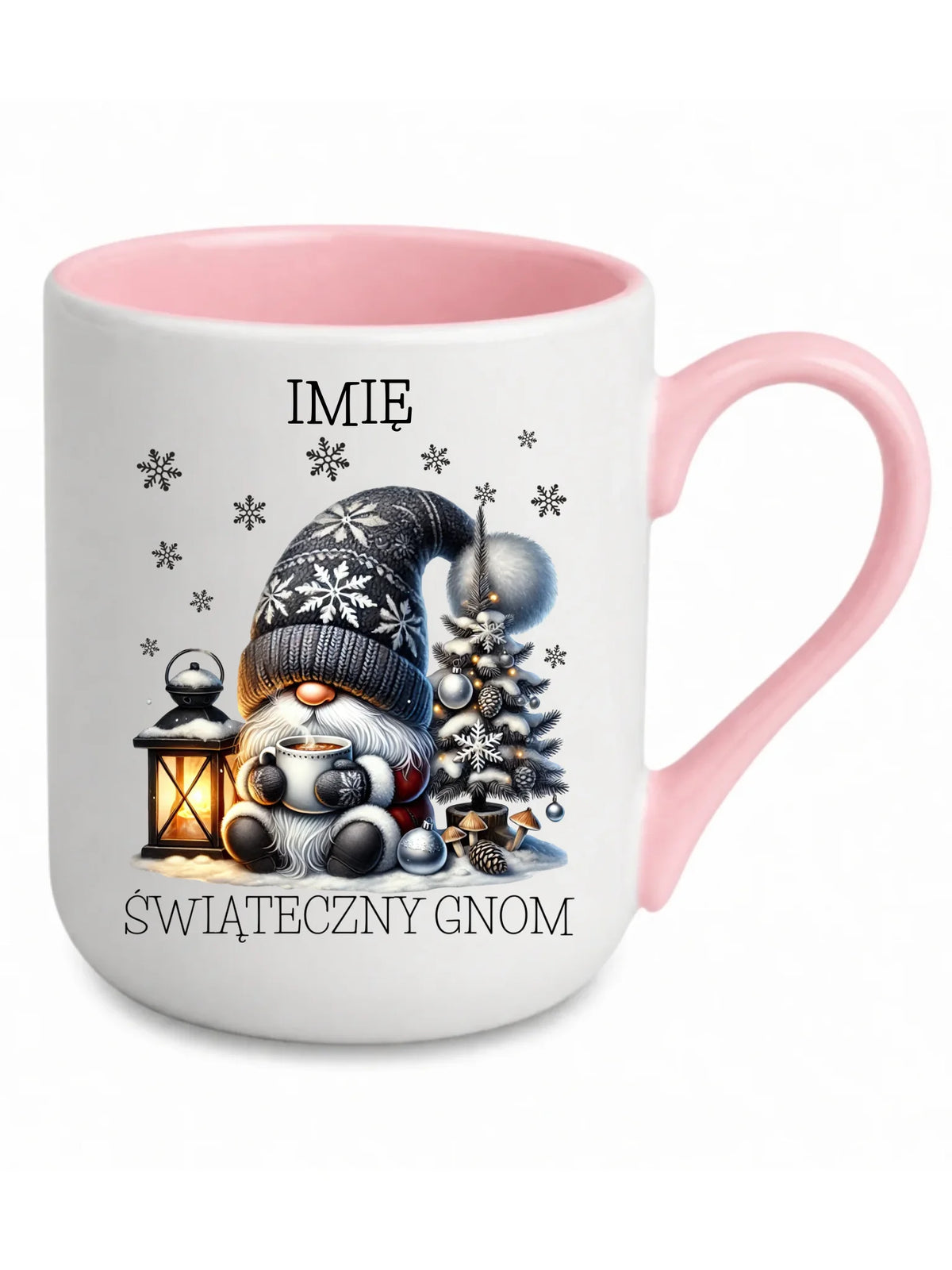 Kubek elegant świąteczny - Gnom z czekoladą - personalizowany BN41