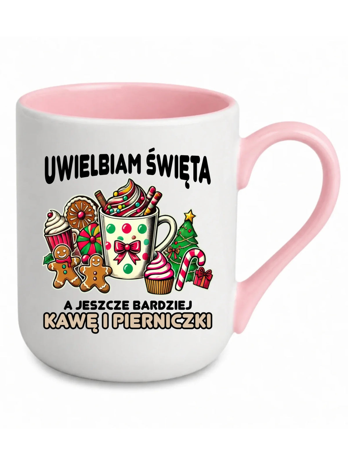 Kubek elegant świąteczny - Uwielbiam święta kawę i pierniczki BN47