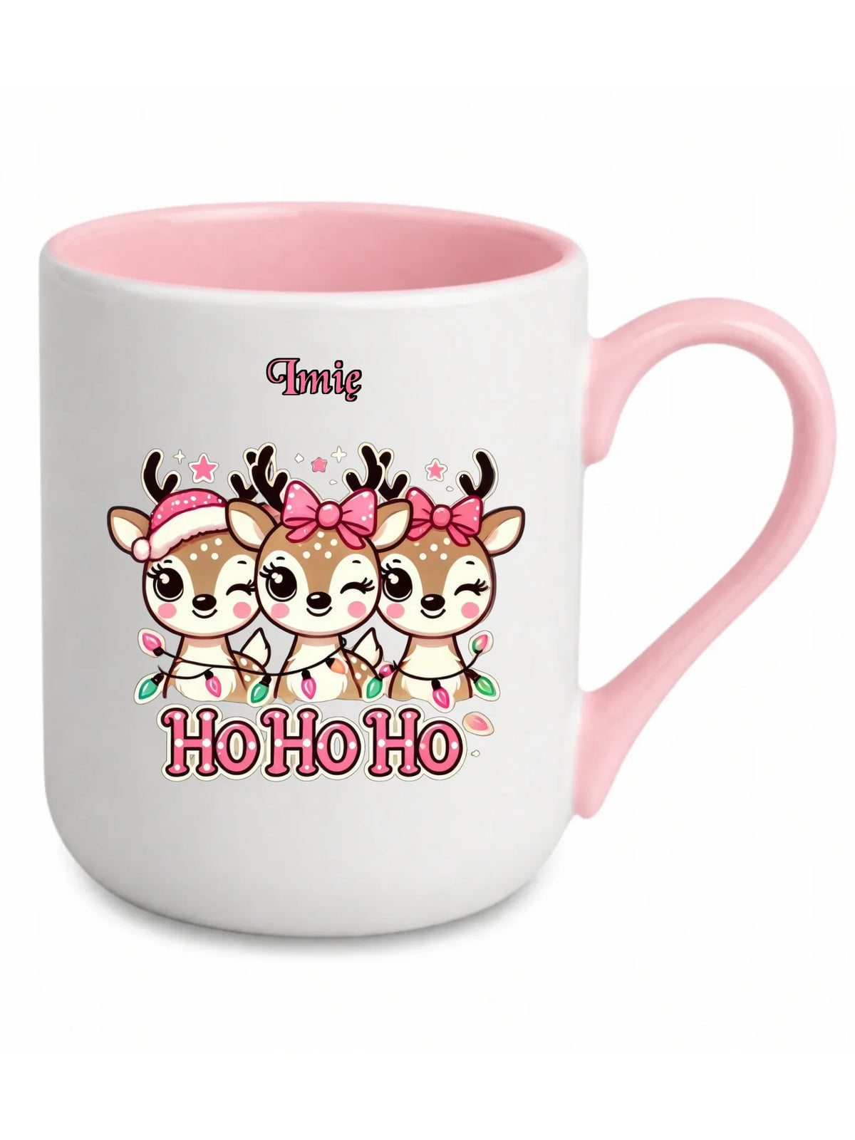 Kubek elegant świąteczny - Ho ho ho Słodkie reniferki - personalizowany BN49