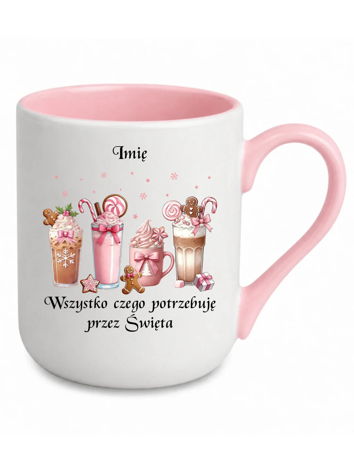 Kubek elegant świąteczny - Zimowa kawa Wszystko czego potrzebuję przez Święta - personalizowany BN46